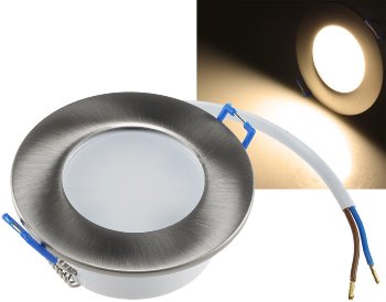LED-Einbauleuchte "Flat-30 FR-R" 3000K, Ø85x30mm, 5W, 590lm, IP44, rund, poliert LED-Einbauleuchte "Flat-30 FR-R" 3000K, Ø85x30mm, 5W, 590lm, IP44, rund, poliert