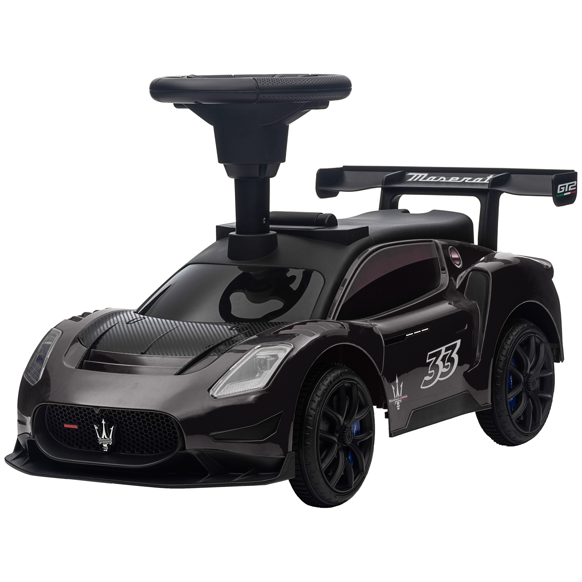 Rutschauto, Maserati, Stauraum, Hupe & Musik, Flüsterreifen, für 1,5 bis 5 Jahre, bis 25 kg, Schwarz
