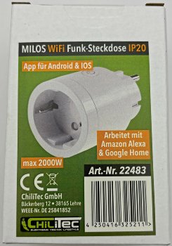 MILOS WiFi AP Funk-Steckdose, Android + iOS- App,Alexa/Google tauglich