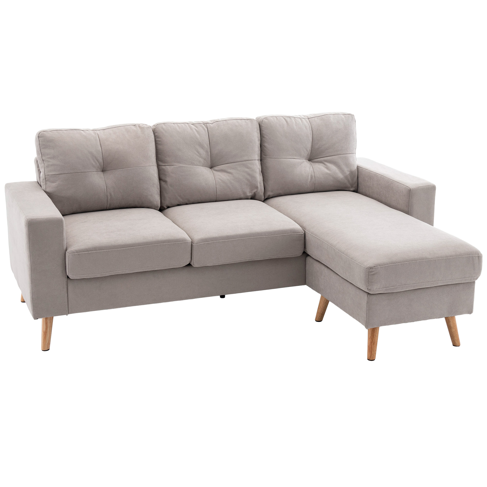 3-Sitzer-Ecksofa, Leinenoptik, Wendbare Chaiselongue, 193x136x85 cm, Hellgrau