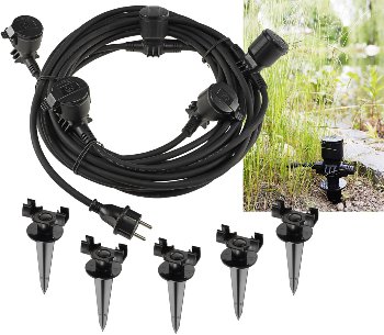 Gartensteckdose für Außen, IP44, 5-fach, Einzelsteckdosen, 5+2,5+2,5+2,5+2,5m Gartensteckdose für Außen, IP44, 5-fach, Einzelsteckdosen, 5+2,5+2,5+2,5+2,5m