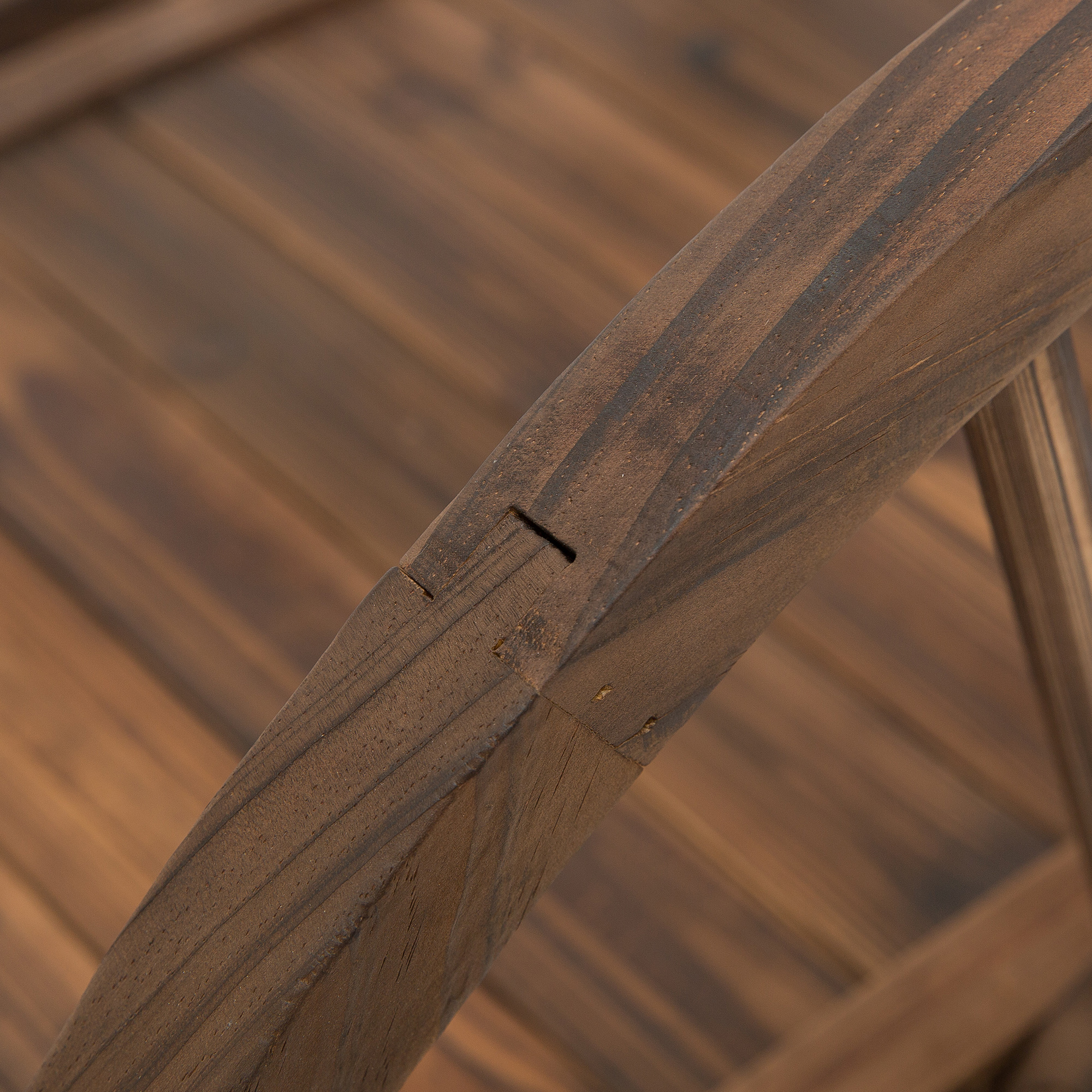 Gartenbrücke aus Tannenholz, Holzbrücke mit Rad Design, Teichbrücke bis 150 kg belastbar 100 x 50 x 37 cm Verkohlt