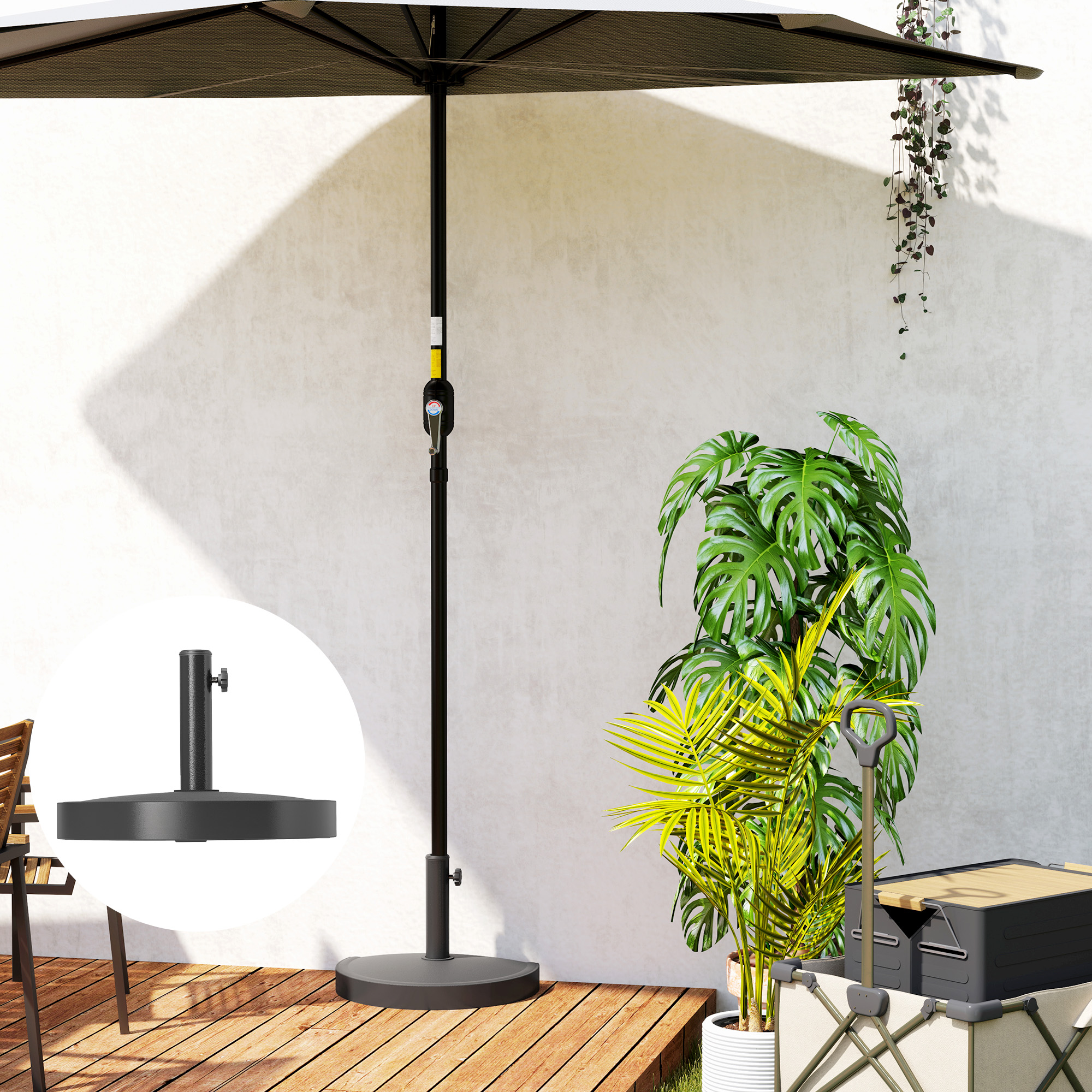 Sonnenschirmständer aus Beton Schirmständer Halbrund Schirmhalter, Schirmgewicht für Sonnenschirm 32/38/48mm