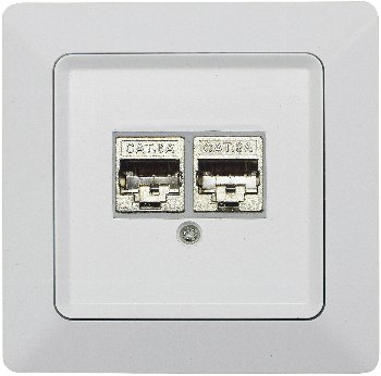 MILOS Netzwerk-Dose 2x CAT6, inkl. Rahmen, UP, matt weiß