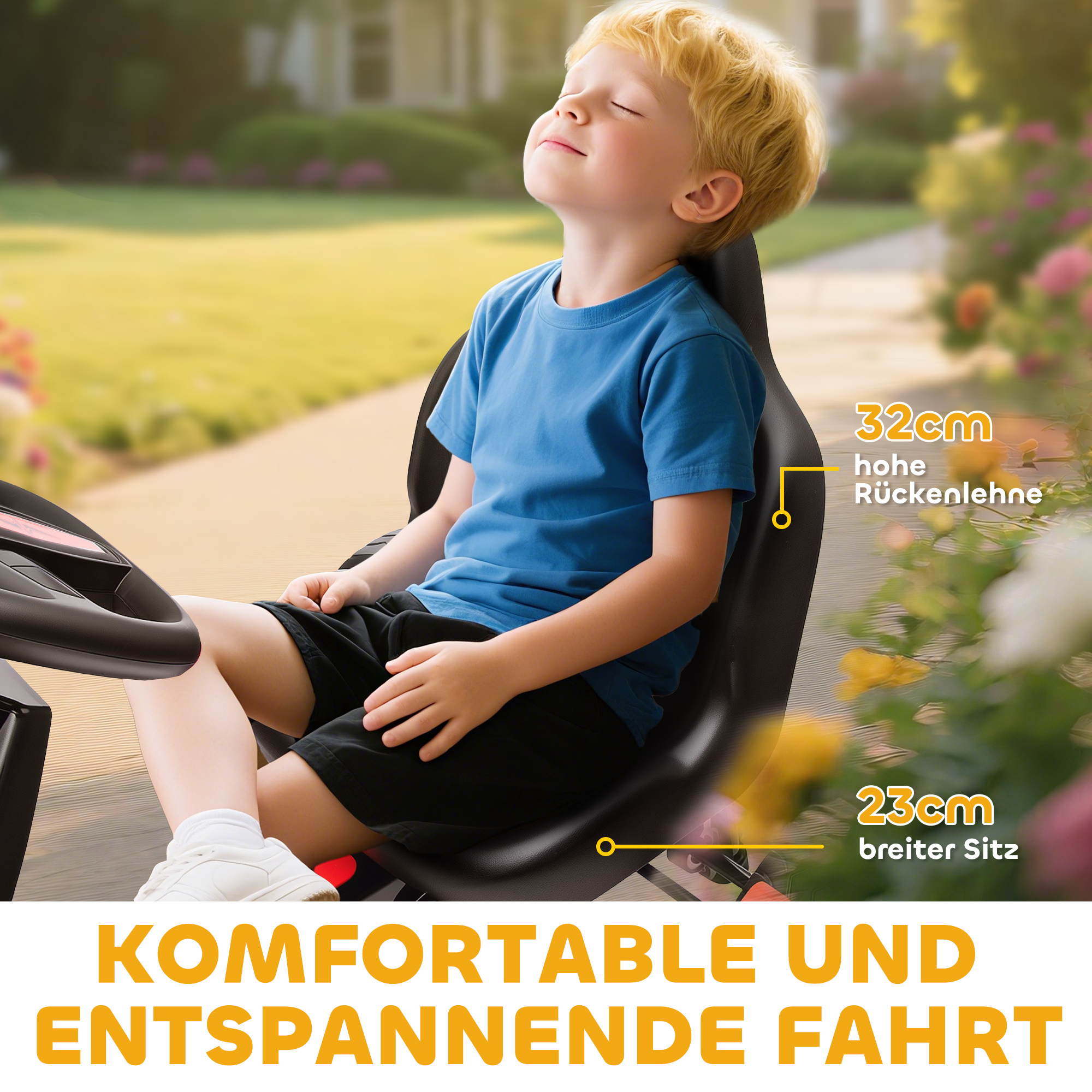 Gokart mit Pedalen, Tretauto für Kinder mit Bremse, rutschfeste Räder, Metallrahmen, 3-6 Jahre, Rot
