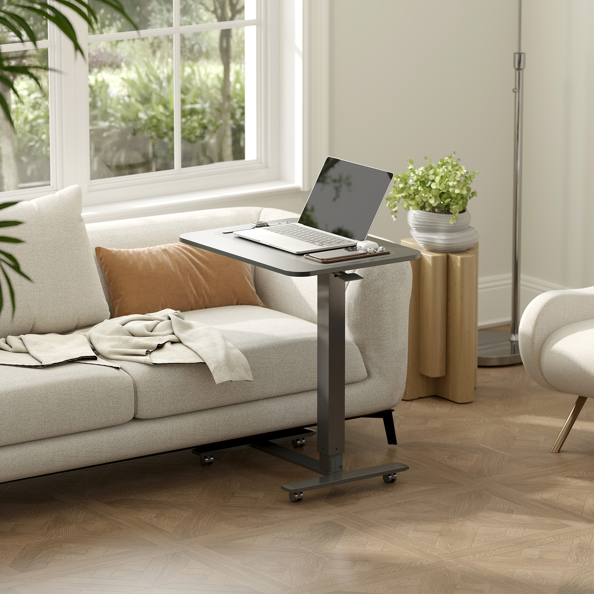 Stehpult Höhenverstellbar inkl. 4 Rollen C-Form 65 cm x 48 cm x 70-110 cm  Schwarz