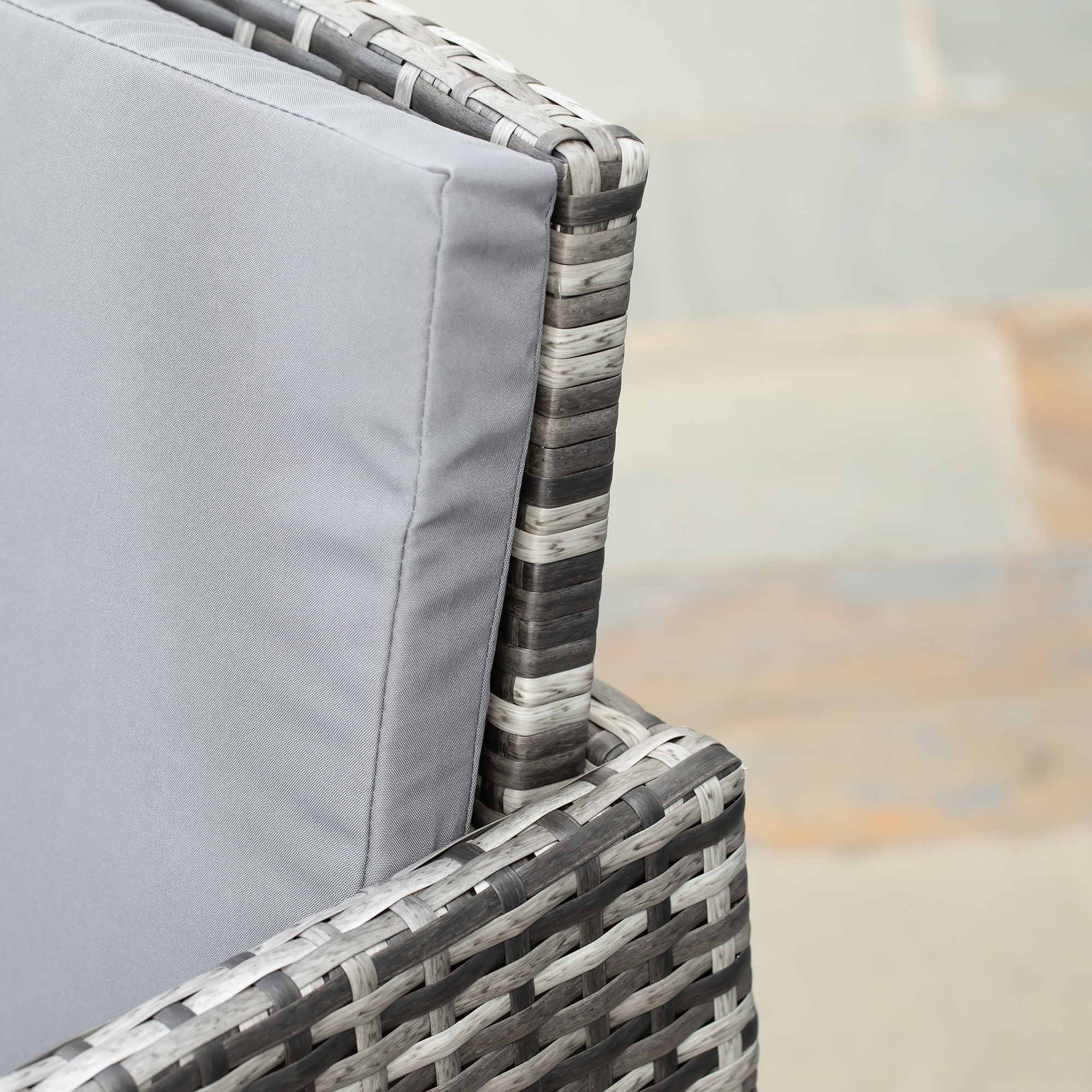 Polyrattan Sitzgruppe für 4 Personen Essgruppe Gartenset Garnitur mit Kissen, Grau