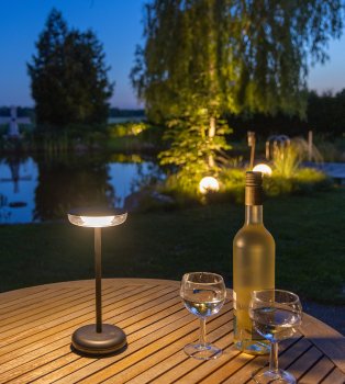 LED Akku-Tischleuchte "Foco Luz", 2900K, IP44, dimmbar, 26cm, matt schwarz