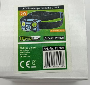 LED-Stirnlampe mit Akku "CTH-5" IP44, 5W, 375 Lumen, mit Gestensteuerung
