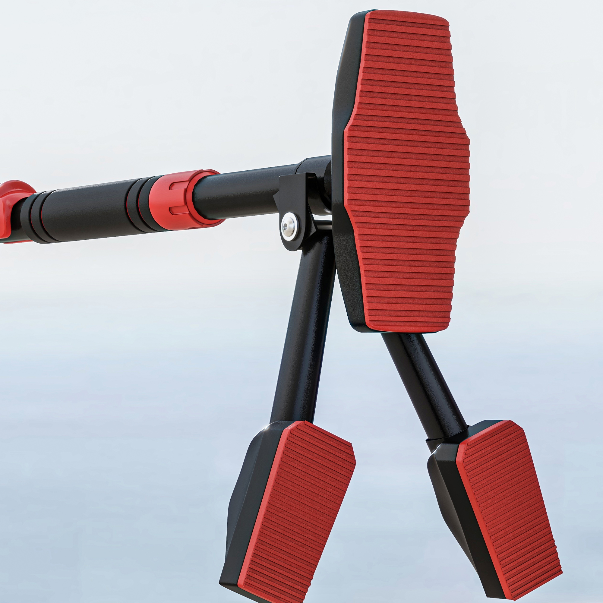 Klimmzugstange, verstellbar 80-110cm, Wasserwaage, 6-Punkt-Unterstützung, Metall, Schwarz/Rot