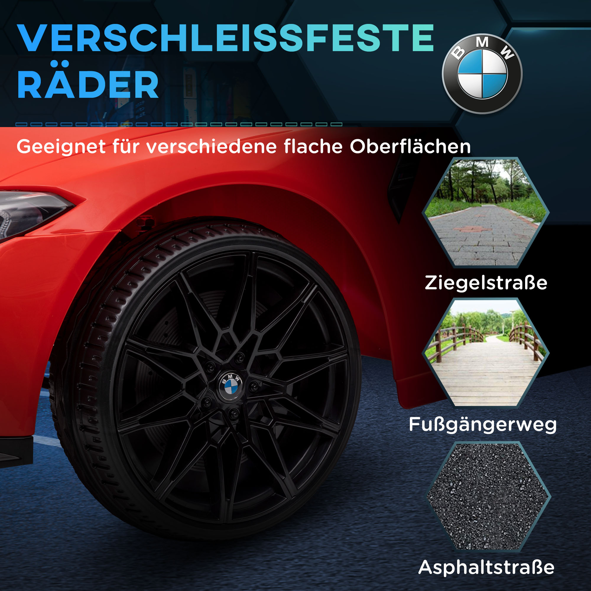 Elektro Kinderauto BMW M4, Sound & Licht, 3-5 km/h, inkl, Fernsteuerung, für 3-5 Jahre, Rot