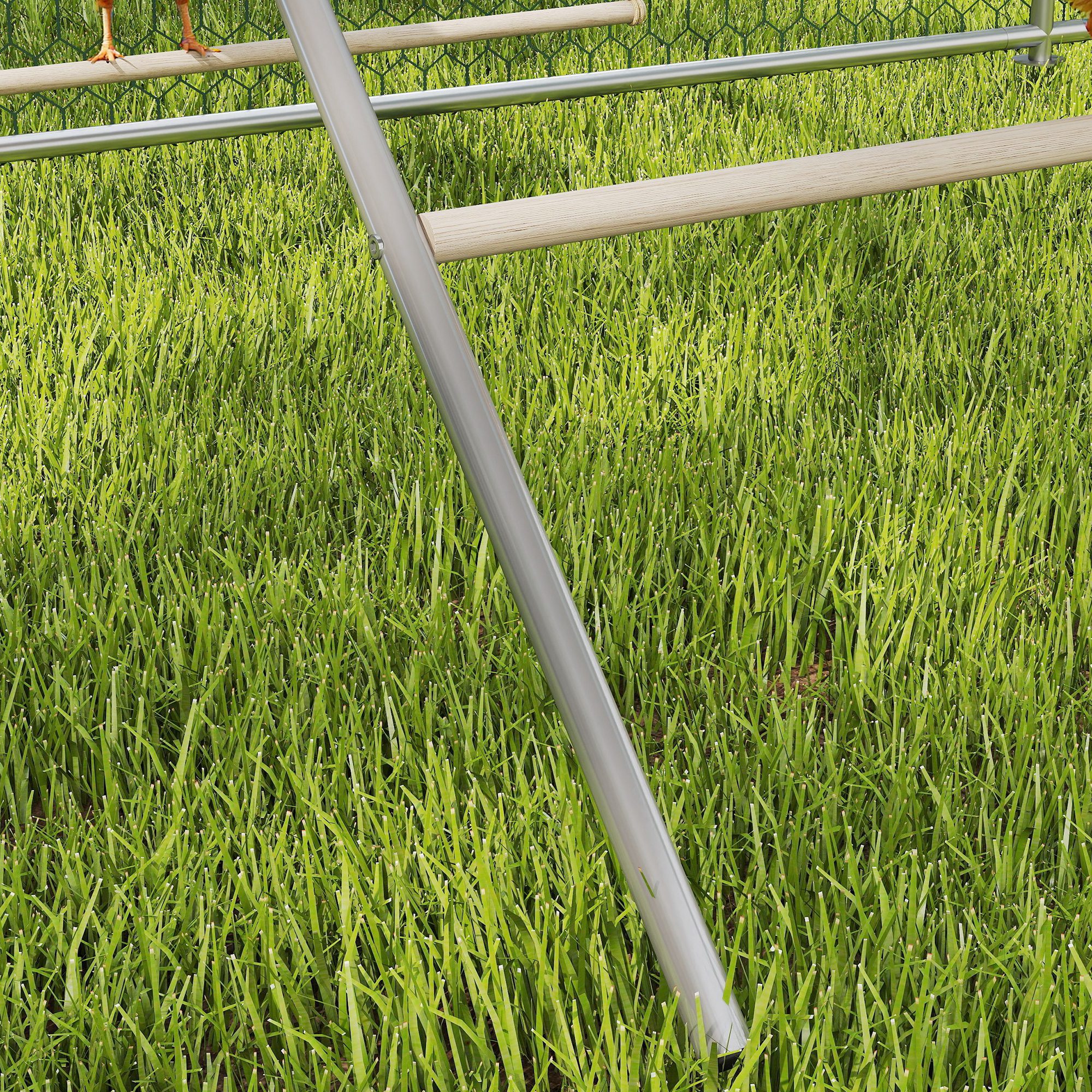 Hühner Spielgerüst aus Holz, Spielplatz für Hühnern mit Hühnerstangen, verstellbar Schaukel, 82 x 150 x 110 cm Silber