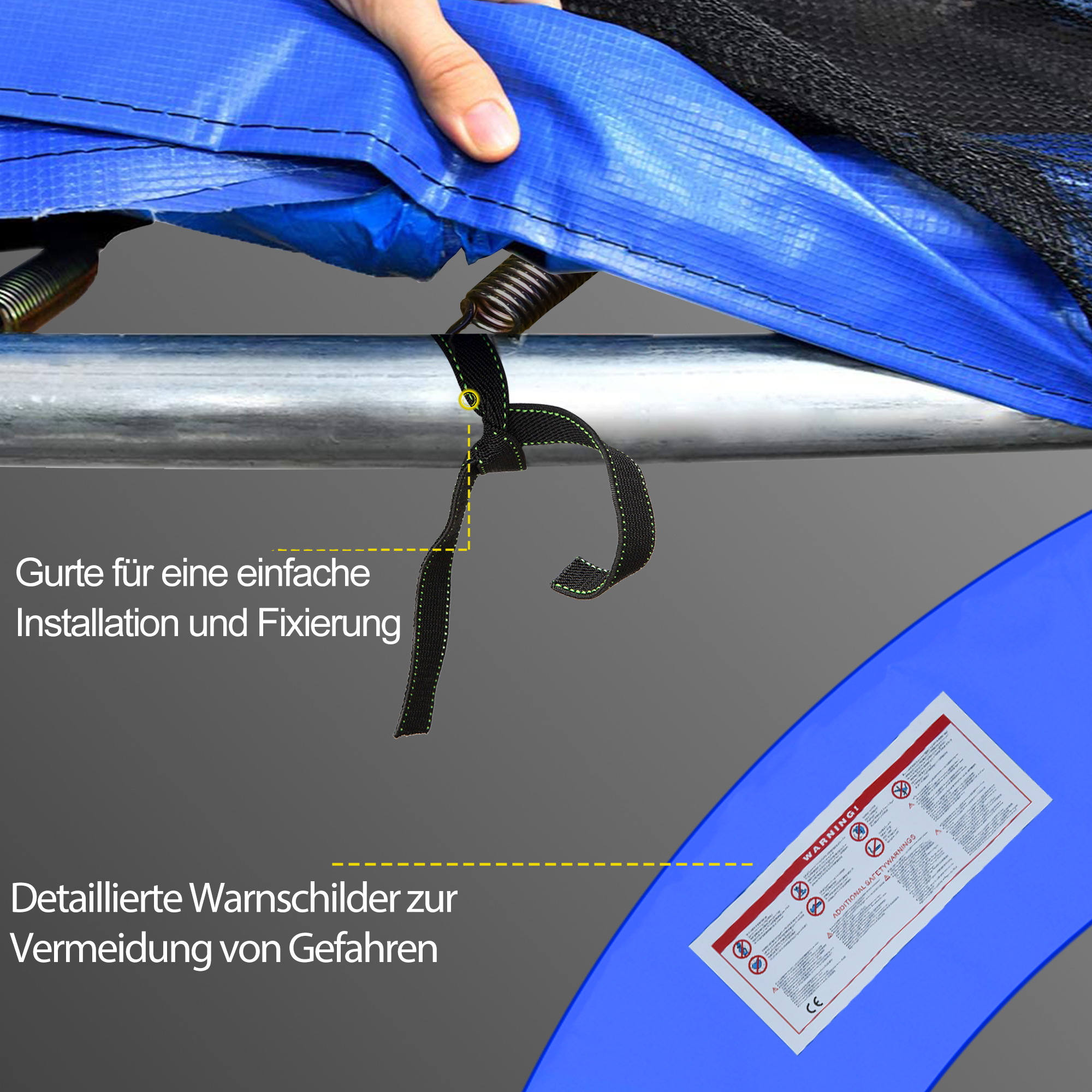 Trampolin Randabdeckung Sicherheitsnetz Wetterplane Leiter Randabdeckung: Ø 244cm Bunt
