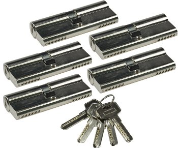 Schließzylinder-Set 5x 80mm (40+40mm), Profil-Zylinder, 5 Sicherheits-Schlüssel Schließzylinder-Set 5x 80mm (40+40mm), Profil-Zylinder, 5 Sicherheits-Schlüssel