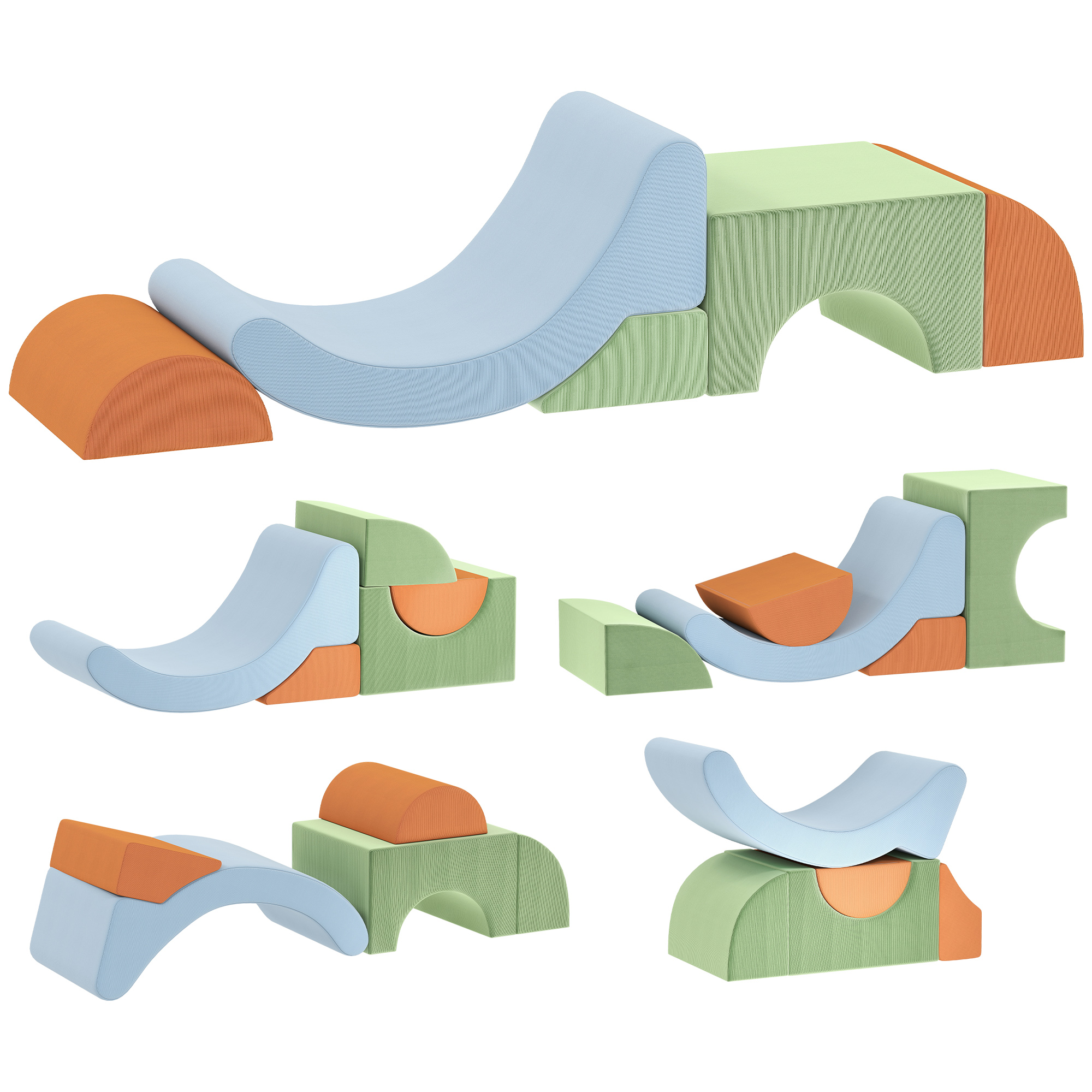 5-teiliges Softbaustein-Set für Kleinkinder, zum Klettern, Krabbeln, Bauen, leichtes Gewicht, Cord, Schaumstoff, Bunt