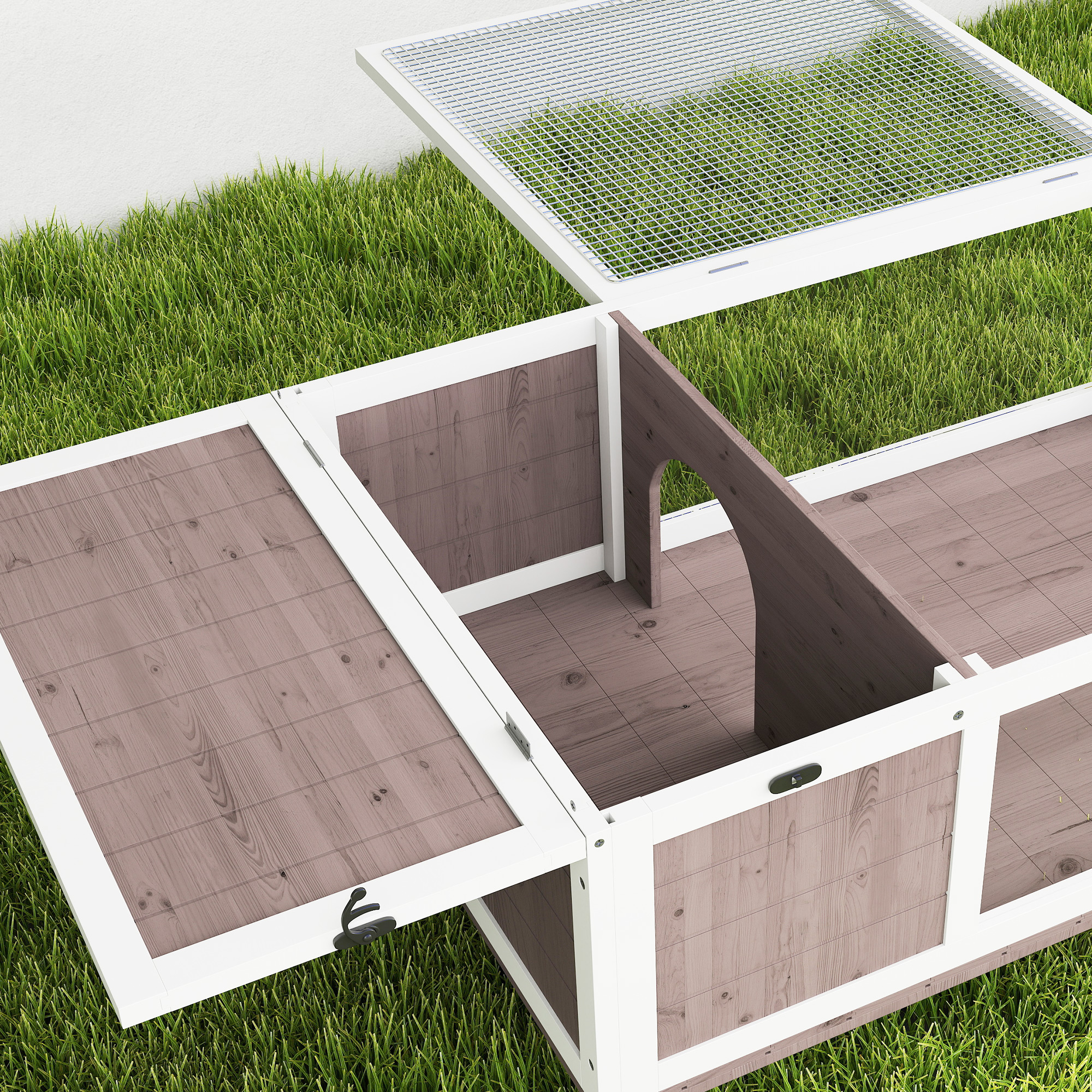 Schildkrötenhaus aus Holz Schildkrötengehege mit Haupthäusern aufklappbarem Oberseite 91x60,5x32 cm, Braun