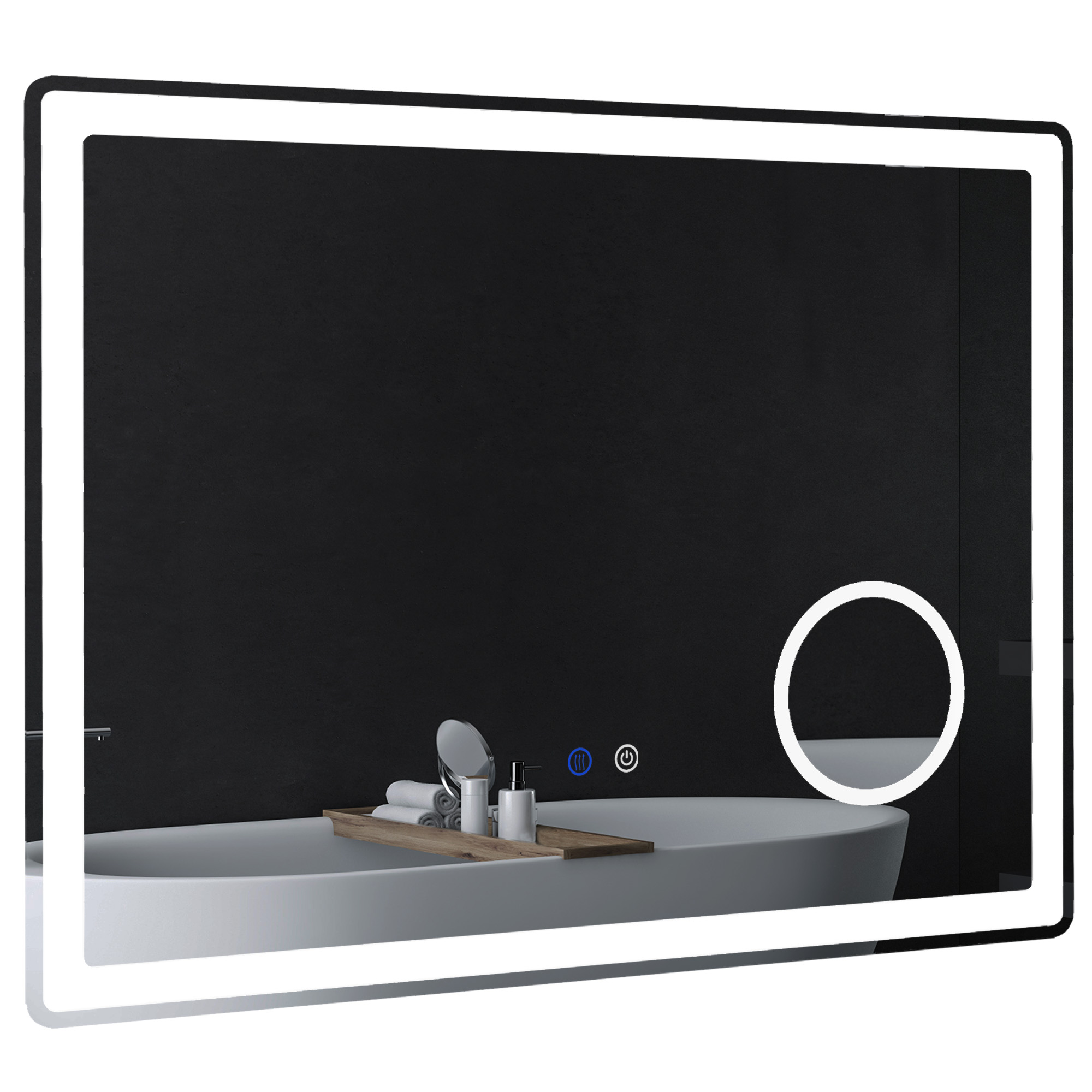 LED Badezimmerspiegel mit 3x Vergrößerung, Touch-Funktion, Memory-Funktion, kein Beschlagen, 80 x 60 cm LED Badezimmerspiegel mit 3x Vergrößerung, Touch-Funktion, Memory-Funktion, kein Beschlagen, 80 x 60 cm