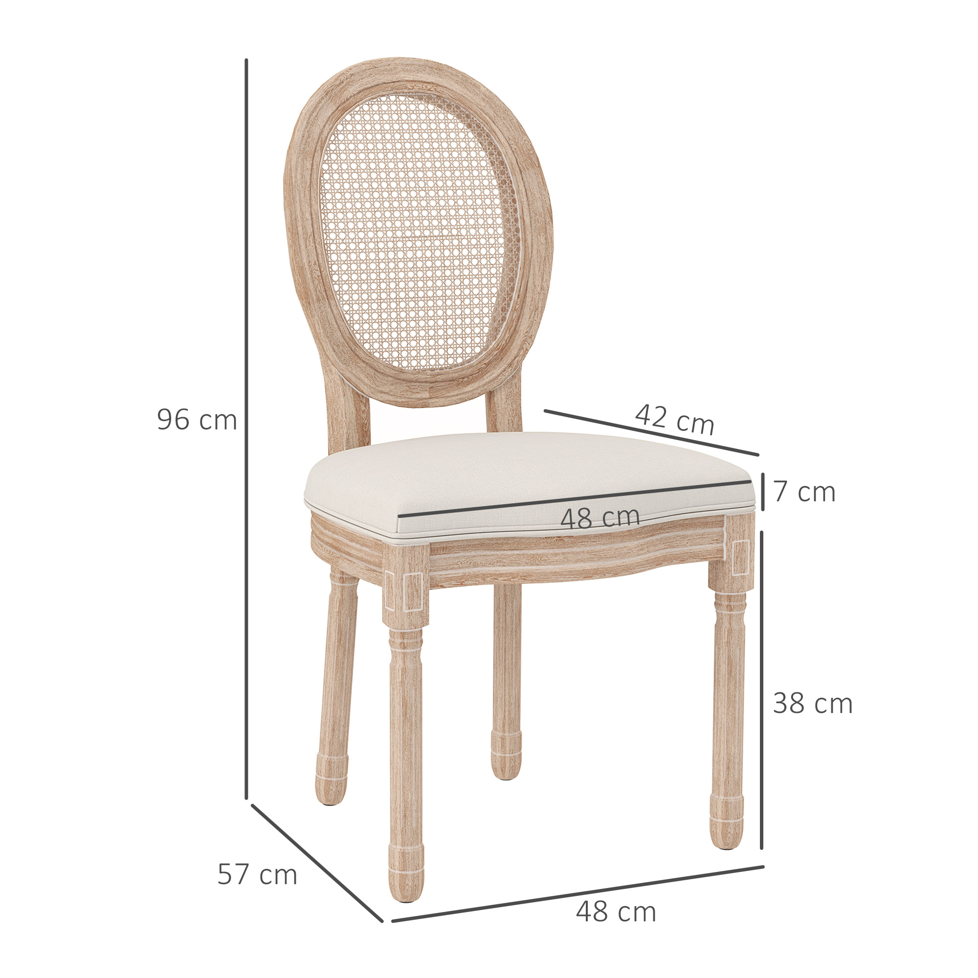 2er-Set Esszimmerstühle Küchenstühle, Vintage Design, Wienergeflecht-Optik, Natur + Creme
