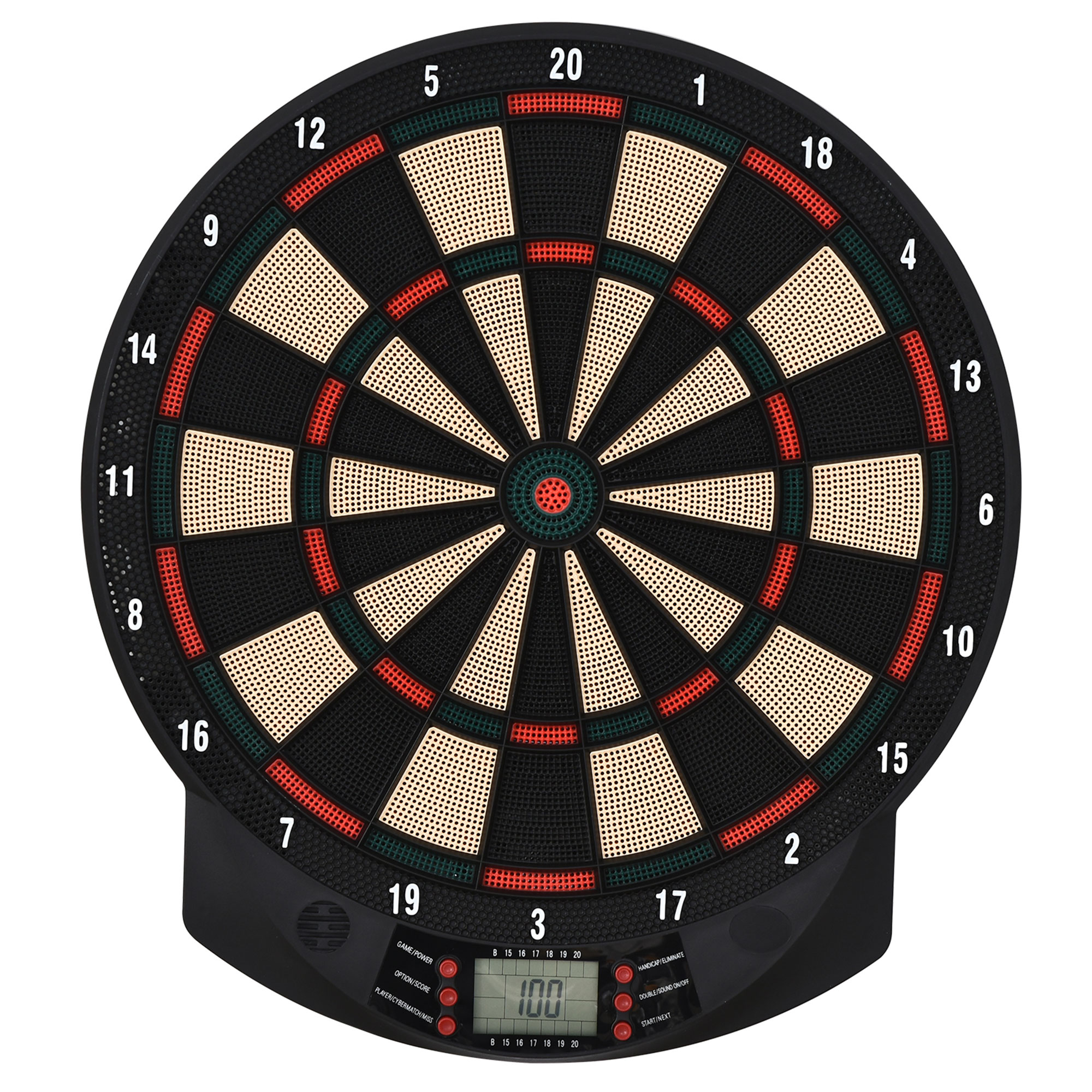 Elektronische Dartscheibe automatische Wertung Dartboard Dart-set mit 6 Darts 30 Dartköpfe 26 Spiele und 185 Trefferoptionen für 8 Spieler Soundeffekte Schwarz 44 x 39,5 x 2,2 cm