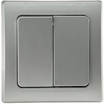 DELPHI Serien-Schalter 2-fach, 250V~/ 10A, inkl. Rahmen, UP, silber DELPHI Serien-Schalter 2-fach, 250V~/ 10A, inkl. Rahmen, UP, silber