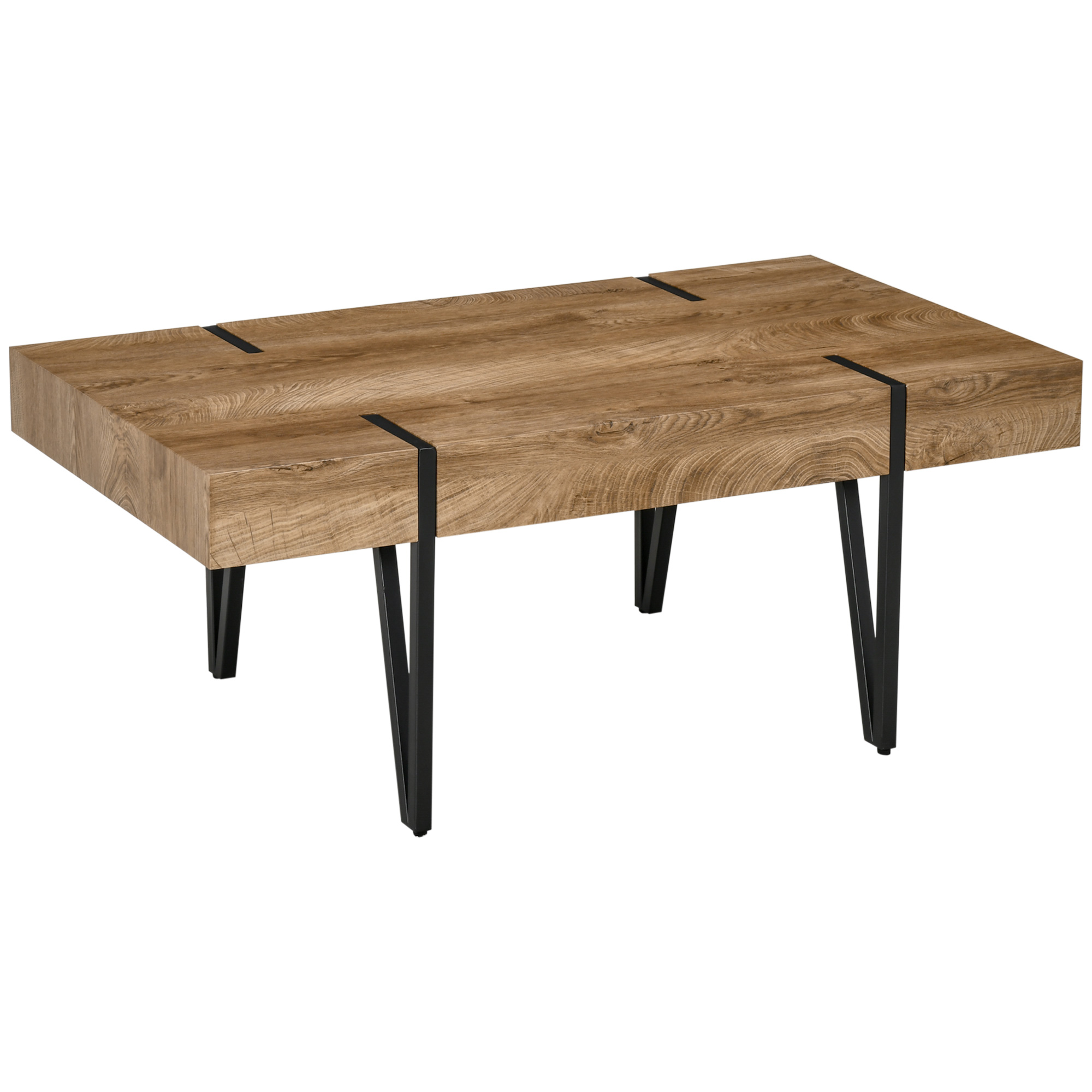 Couchtisch im Industriedesign 105 cm x 60 cm x 42 cm Schwarz + Braun