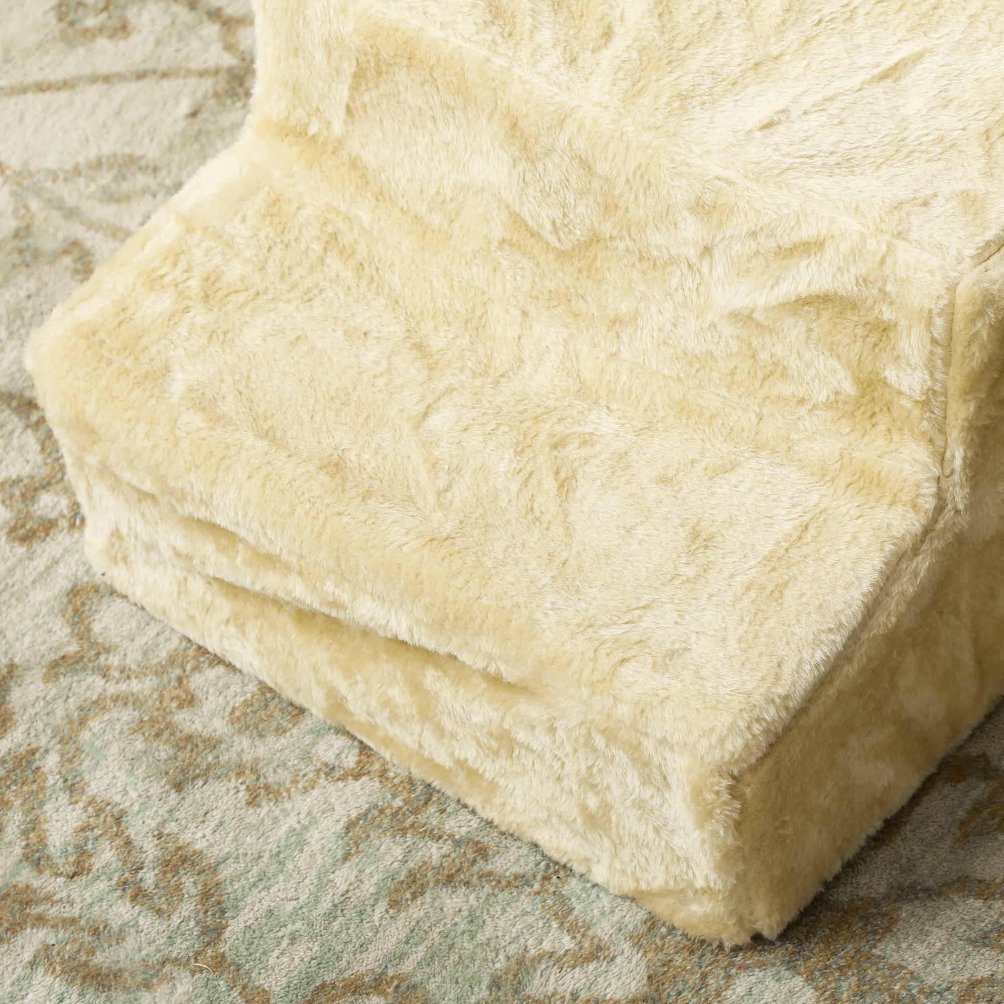 Faltbare Haustiertreppe, 3 Stufen, waschbarer Plüschbezug, Spanplatte, 46 x 35 x 35 cm, Beige