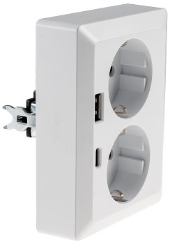MILOS Schutzkontakt-Steckdose 2-fach, 250V~/ 16A, 1x UP, USB A+C/PD, weiß matt
