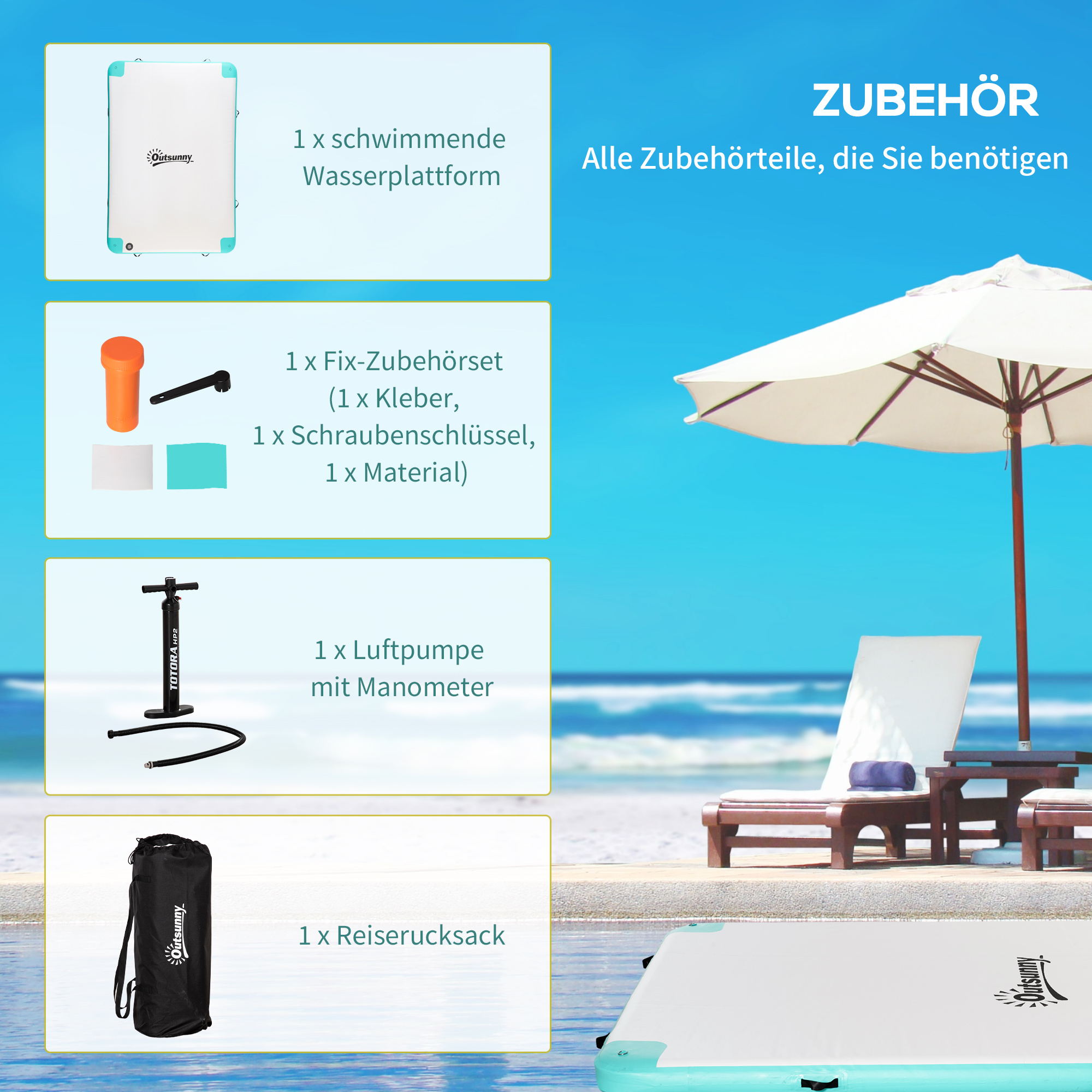 Luftmatratze Pool Klappbar Badeinsel Aufblasbare Wasserhängematte Rutschfest Wasser Matratze Pool Spielzeug für Erwachsene Schwimminsel für Pool See 304 x 204 x 15 cm