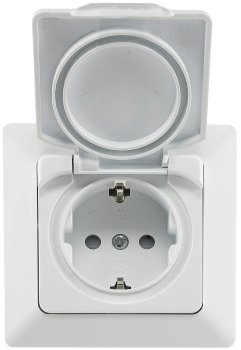 MILOS Schutzkontakt-Steckdose IP44, 250V~/ 16A, inkl. Rahmen, UP, weiß matt