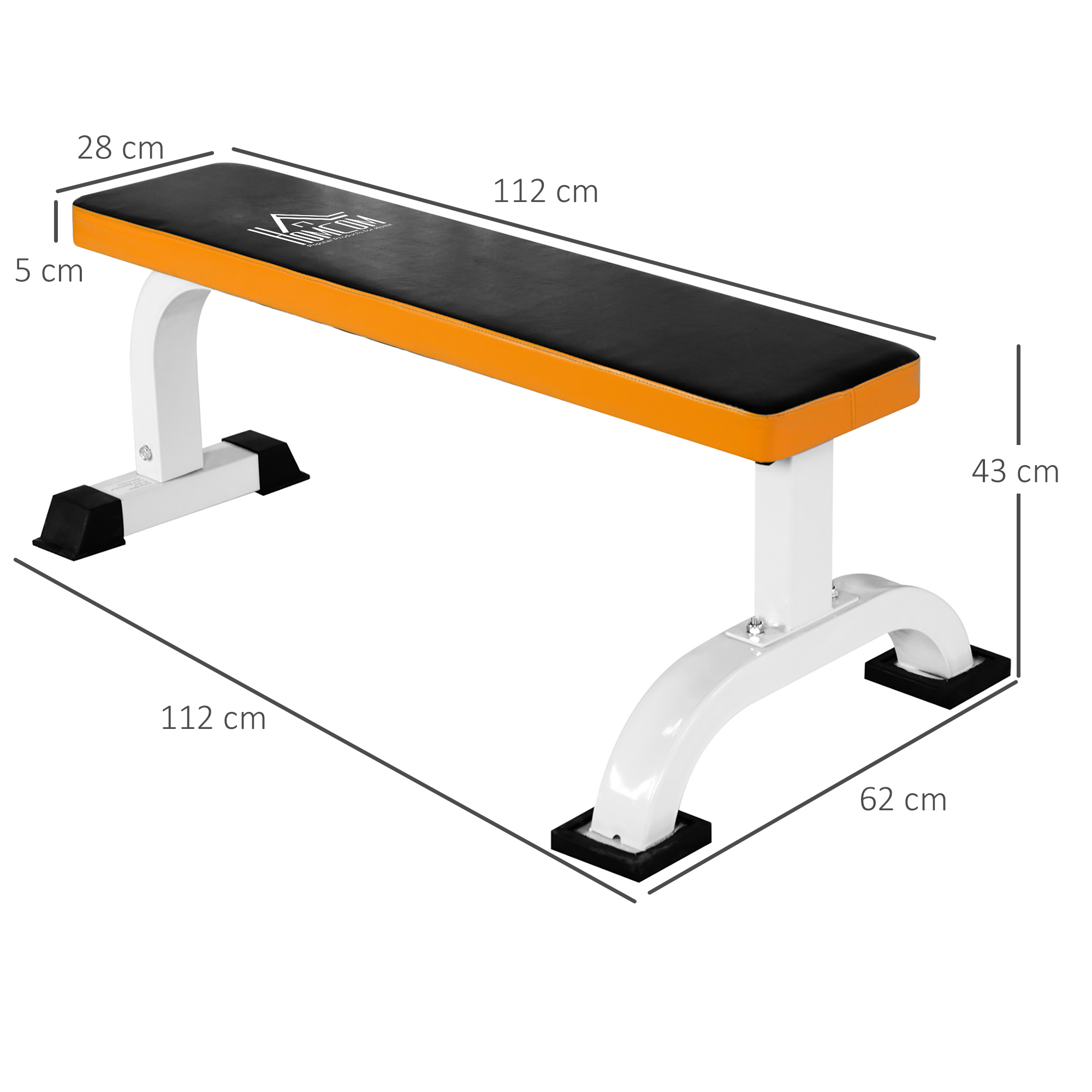 Hantelbank, Flachbank, Fitnessbank, Multifunktion Trainingsbank für zuhause Krafttraining, Stahl, Schwarz, 112x 62 x 43 cm