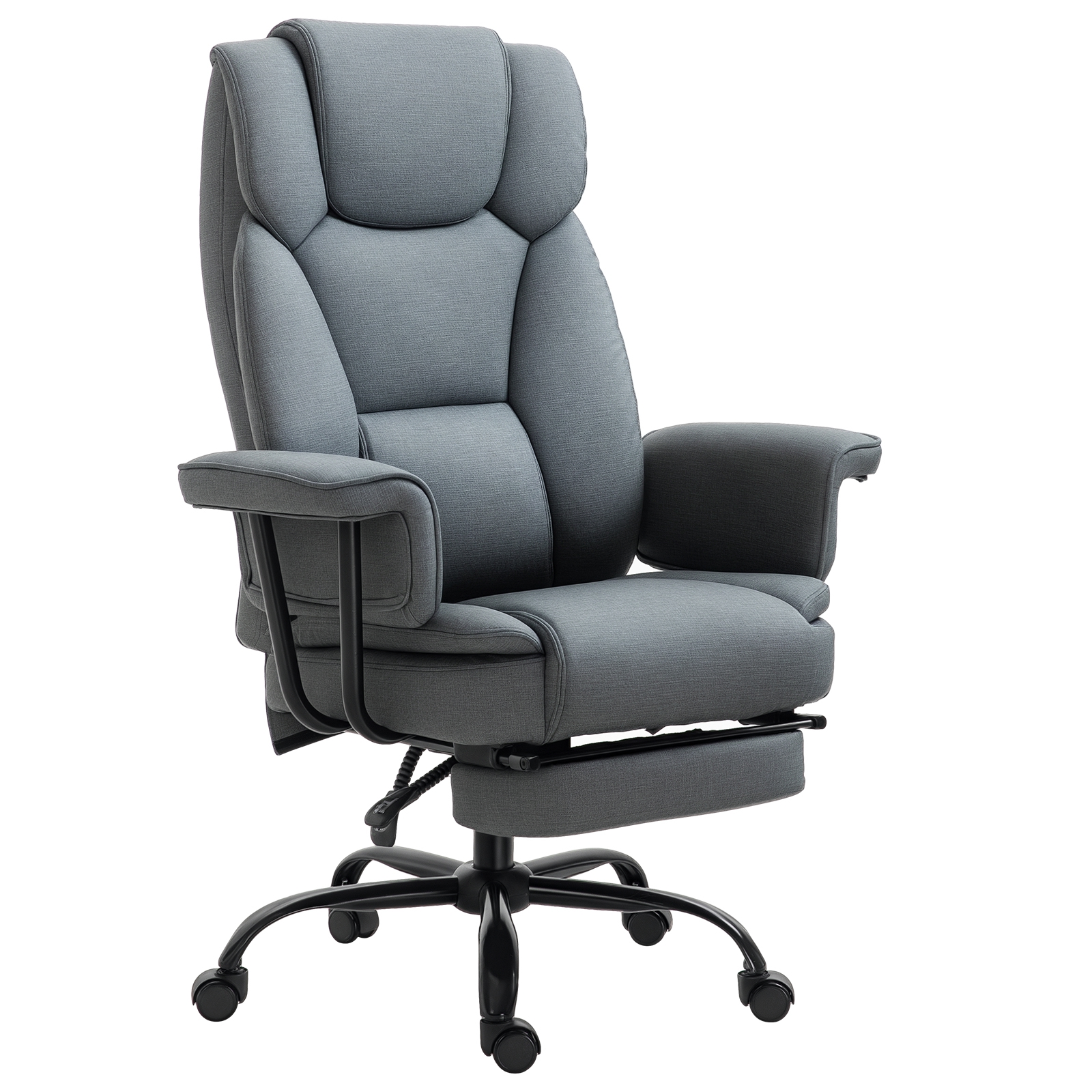Bürostuhl Ergonomischer Chefsessel 360° Drehbar Computerstuhl höhenverstellbar mit Kopfstütze und gepolsterte Armlehnen mit Fußstütze Kunstleder 68 x 80 x 120-126 cm