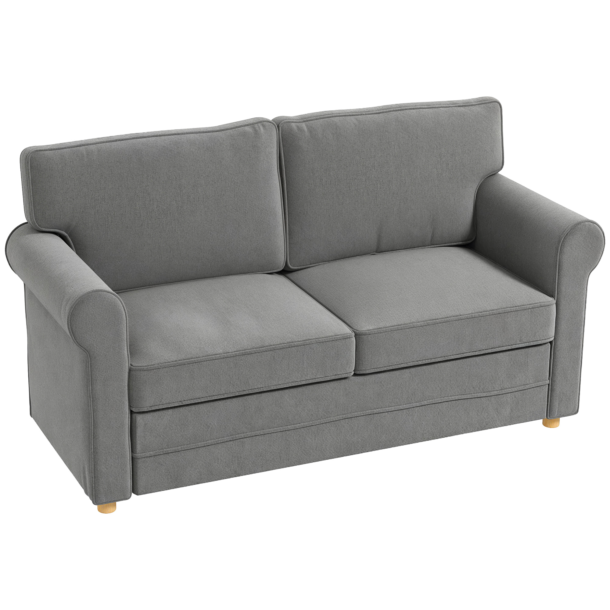 2-Sitzer-Sofa, Kompakte Wohnzimmercouch, Stoff in Leinenoptik, weiche Sitzkissen, Stahlrahmen, Dunkelgrau 2-Sitzer-Sofa, Kompakte Wohnzimmercouch, Stoff in Leinenoptik, weiche Sitzkissen, Stahlrahmen, Dunkelgrau