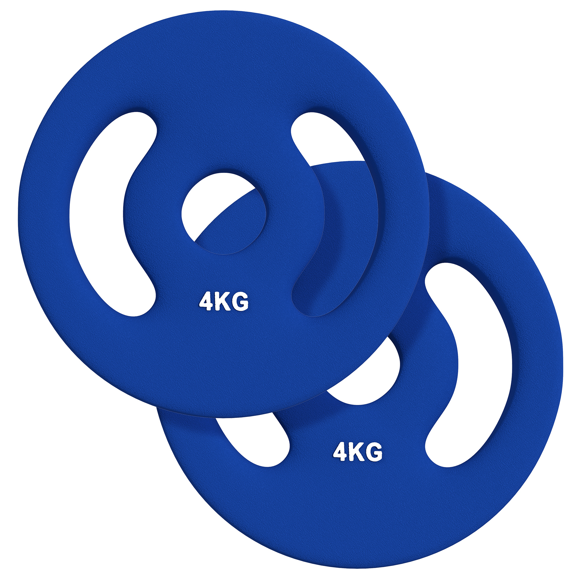 2 x 4 kg Gewichtsplatten mit praktischen Handgriffen, Gewichts-Set für Home-Gym, Fitnessstudio, Stärke-Training, Blau