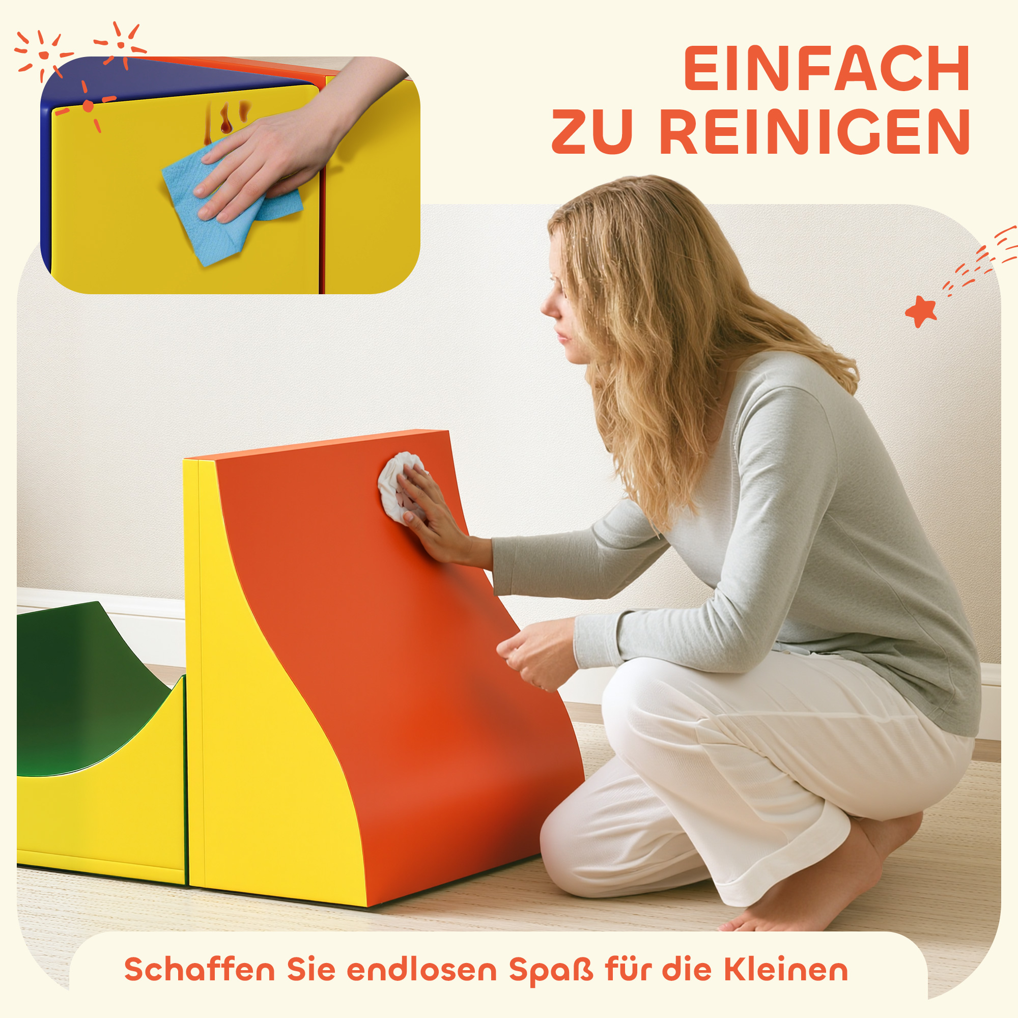 3-teiliges Kletter- und Krabbelset für Kleinkinder, Kunstleder, Schaumstoff, Gelb