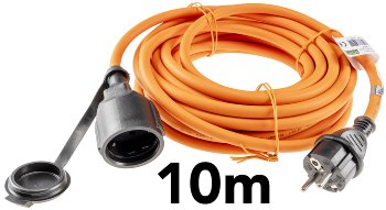 Verlängerungskabel 10m, IP44, Orange, H07RN-F 3G1,5 , Stecker / Kupplung