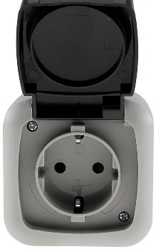Feuchtraum Steckdose, IP44, 250V~/ 16A, inkl. AP-Rahmen, grau