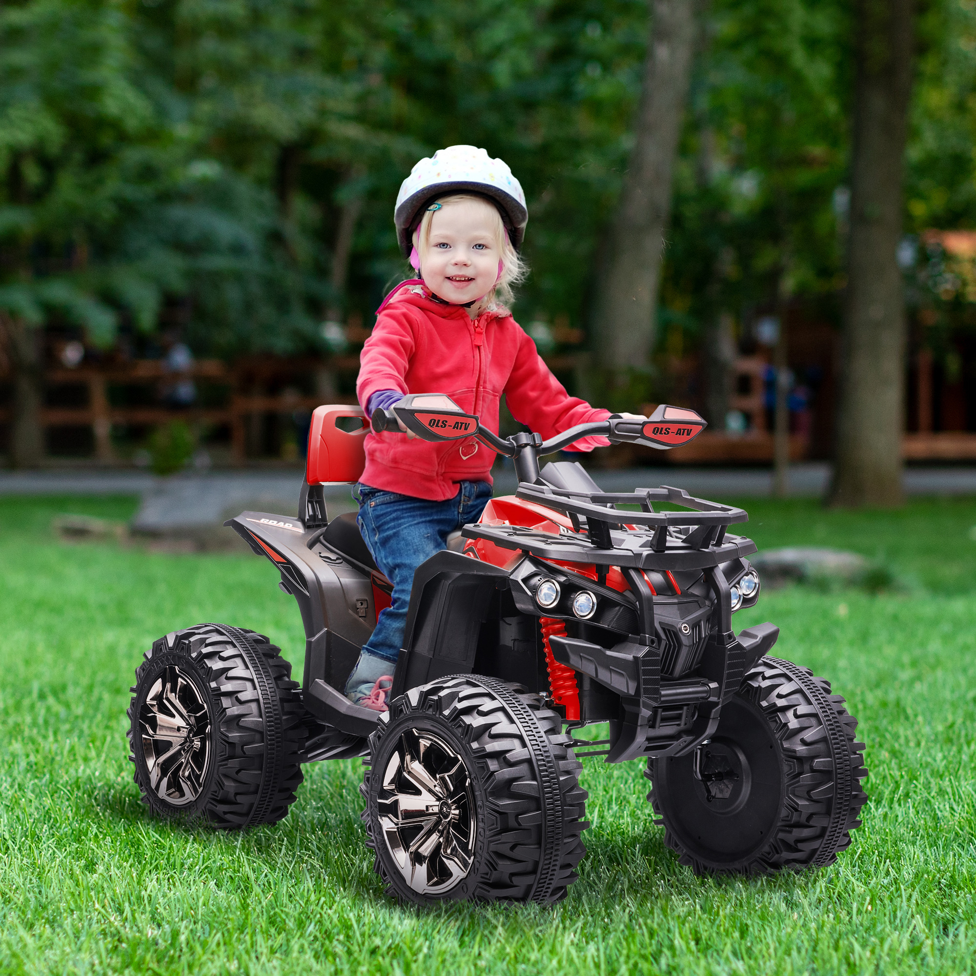 Kinderquad, 3-8 km/h, 45 Min, Betriebszeit, LED-Scheinwerfer, Musikplayer mit USB, für Kinder 3 bis 5 Jahre