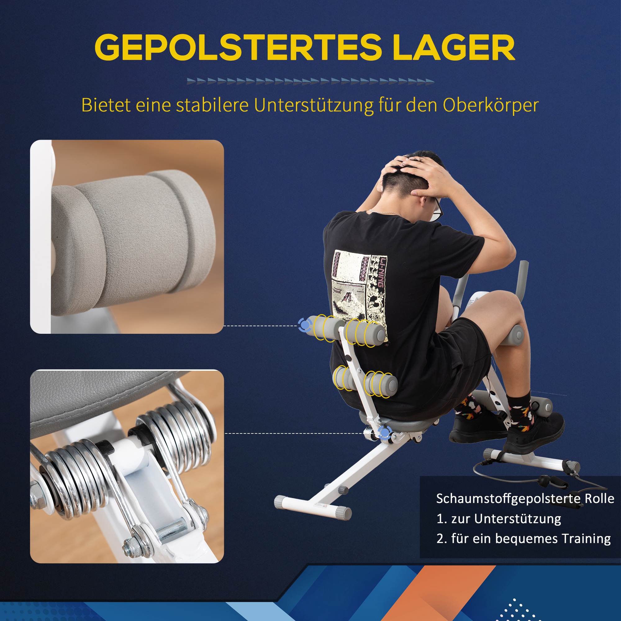 2-in-1 Trainingsgerät für Sit-ups, mit LCD-Monitor, Fitness-Gerät für Zuhause, Stahl, Kunstleder