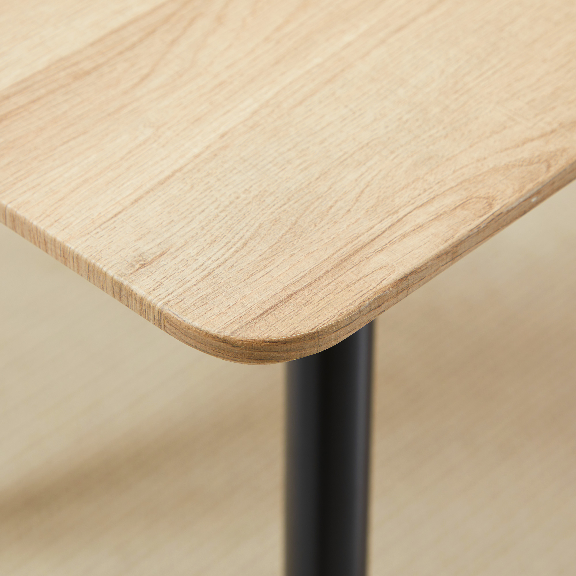 Esstisch im Skandi-Design, Küchentisch, für 4 Personen, Holzoptik, 140 cm x 80 cm x 76 cm, Natur + Schwarz