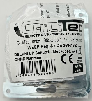 DELPHI Schutzkontakt-Steckdose, weiß, 250V~/ 16A, Steckanschluss, OHNE Rahmen