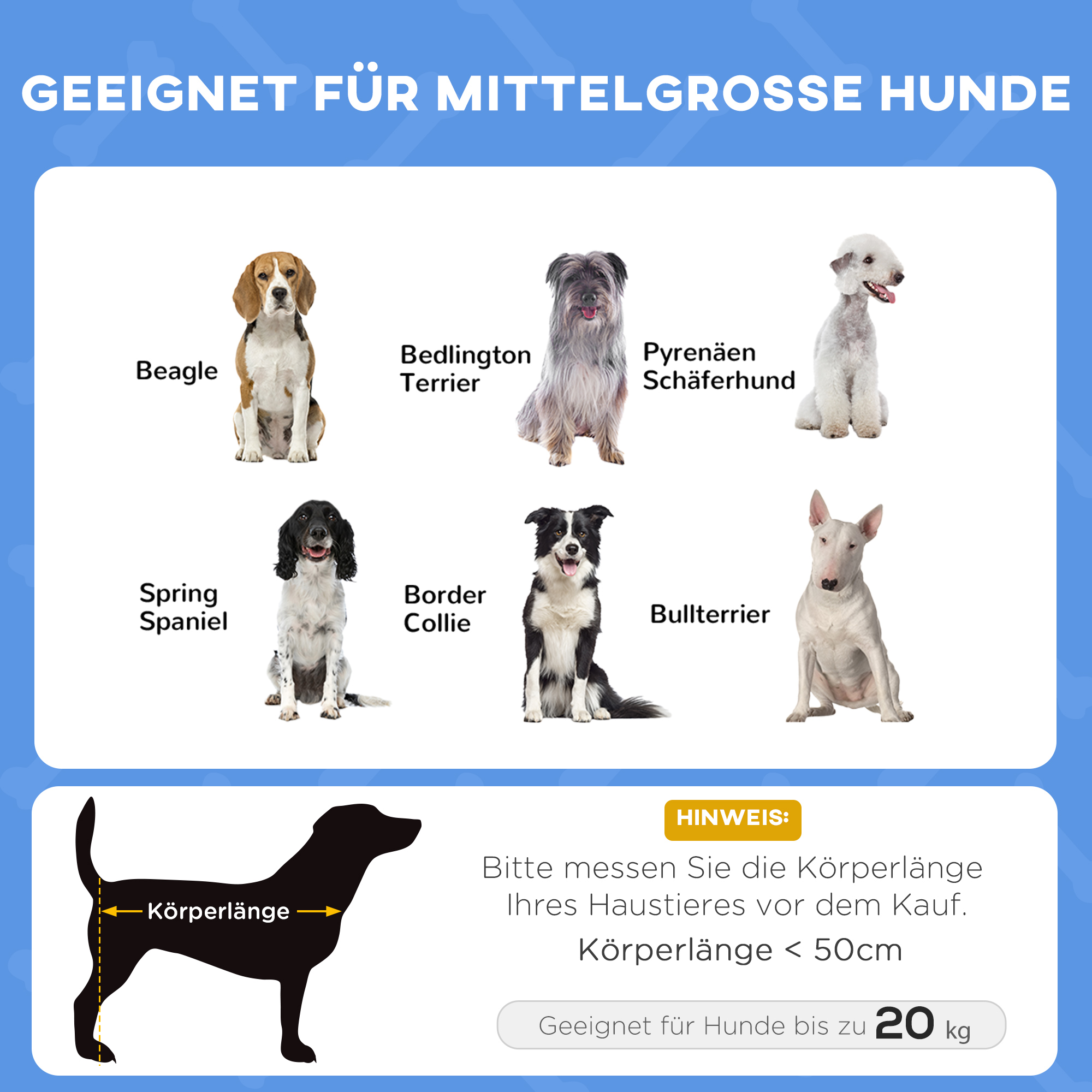 Haustierbett mit Baldachin, Hundebett, klappbar, wetterbeständig, Blau