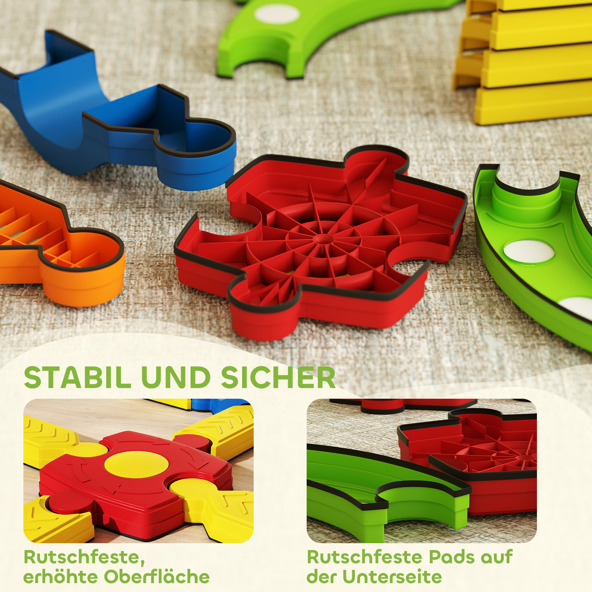 Balancebalken für Kinder, interaktives Gestell, rutschfest, Kunststoff, Bunt