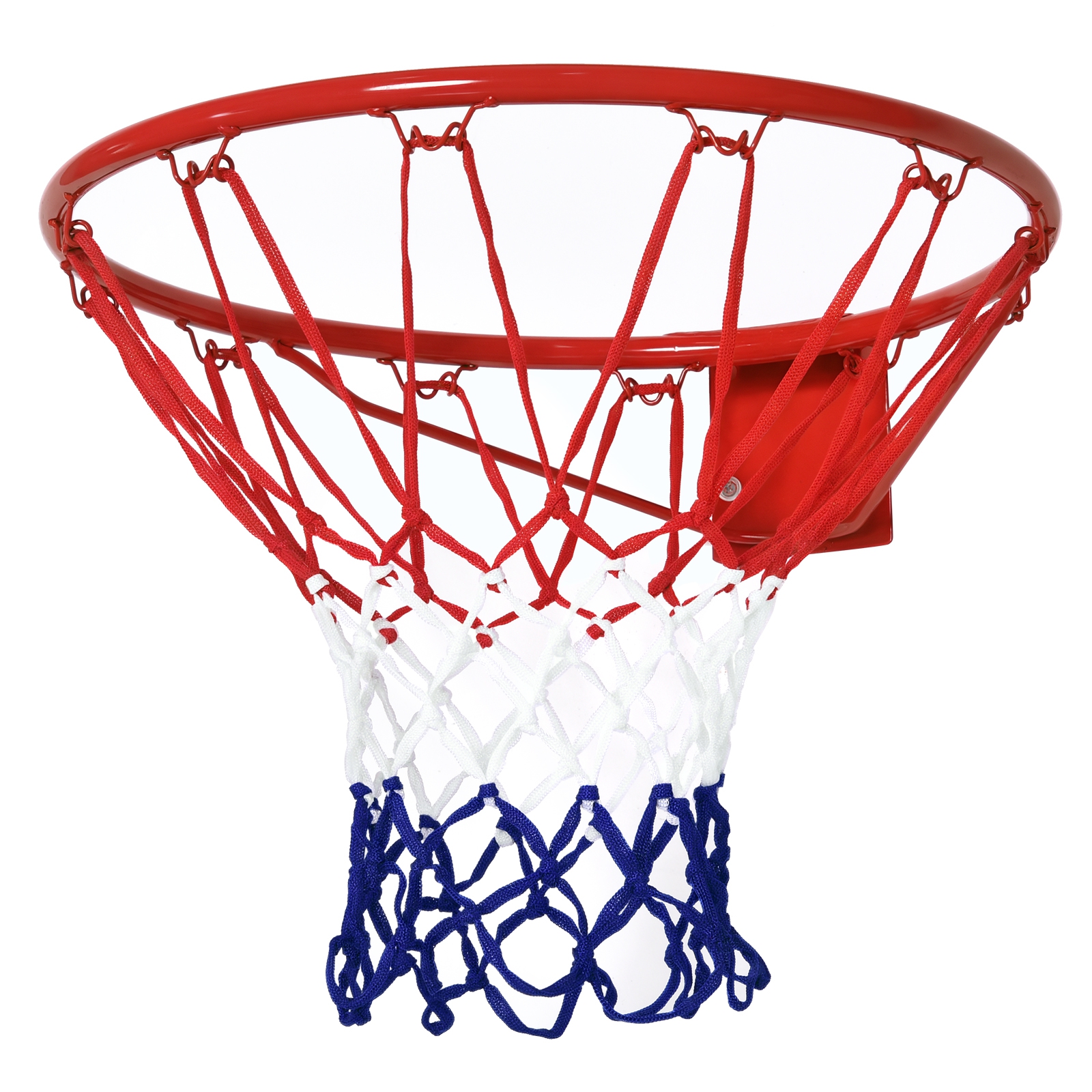 Basketballkorb, Indoor & Outdoor mit Ø46 cm Korb und Netz, Wandmontage, Basketball Board für Jugendliche Erwachsene, Rot + Blau + Weiß