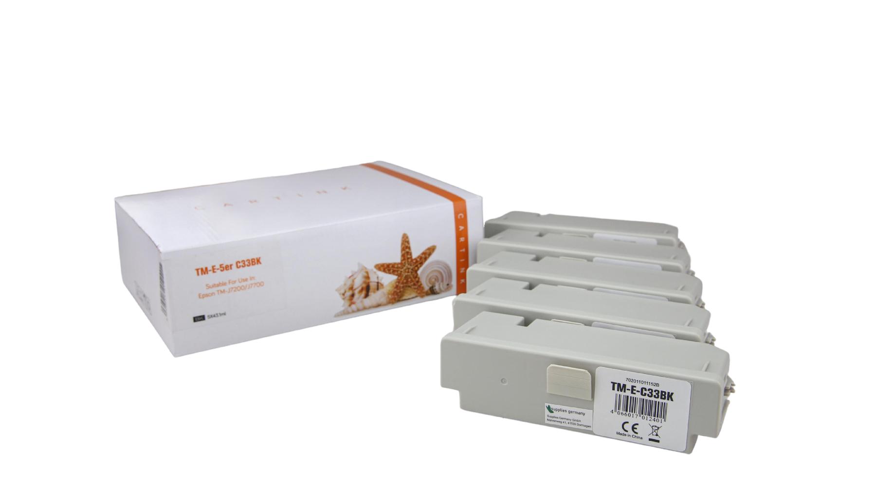 Multipack 5er SJIC33P(K) alternativ Tinte black für Epson / C33S020655 / 5x43,1ml / 5er Pack