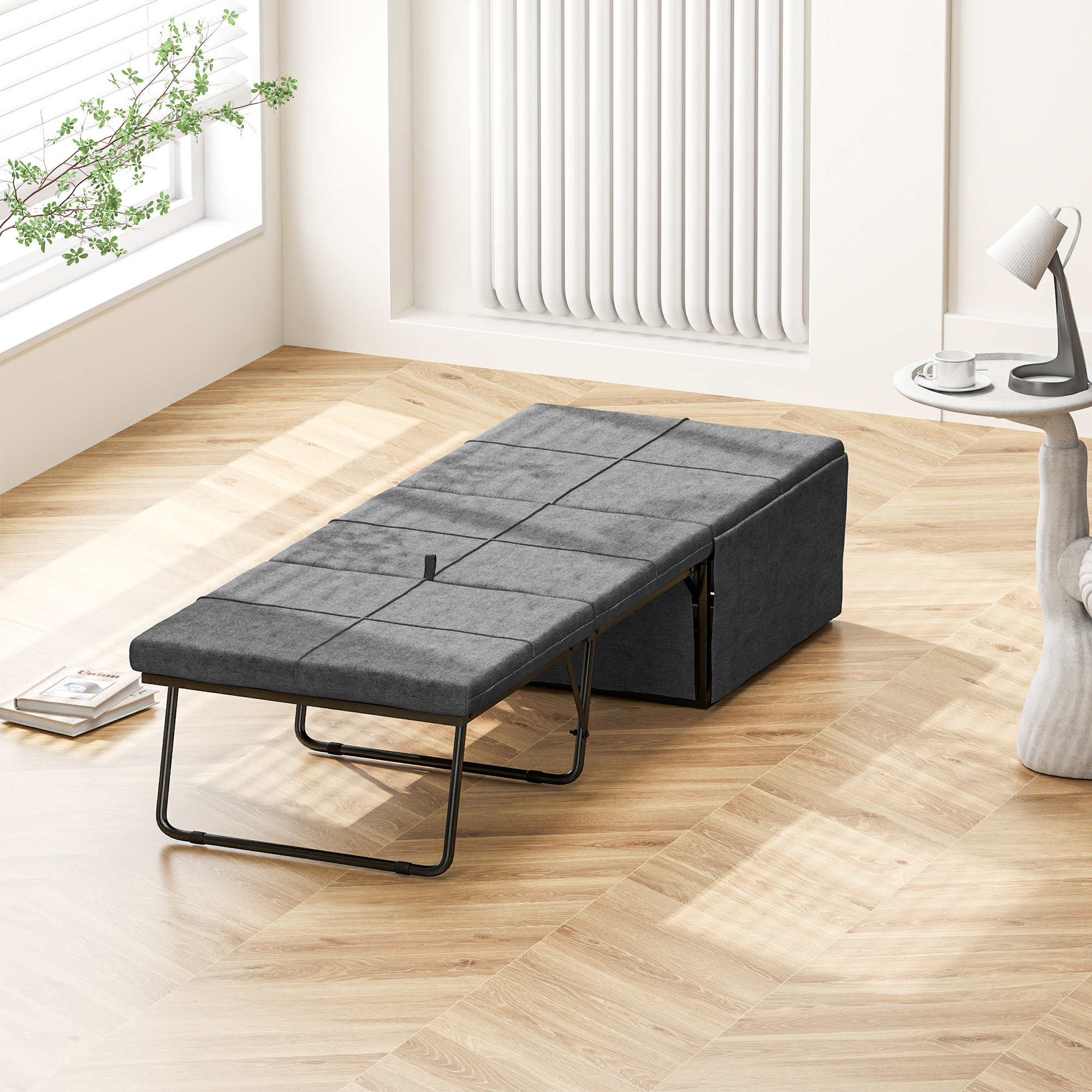 Klappbett, mit Matratze und Schutzabdeckung, 190 x 69 x 38,5 cm, Grau