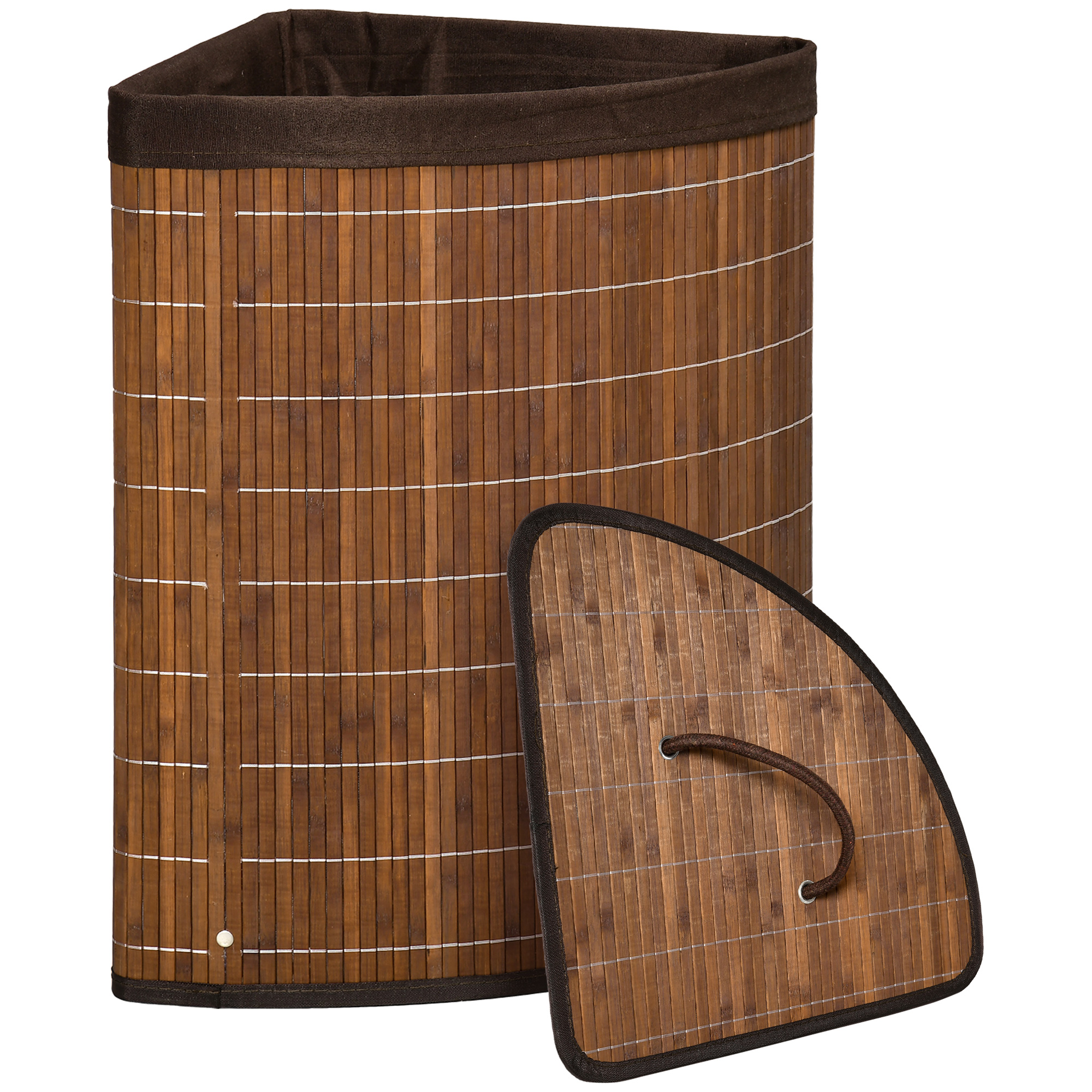 Wäschekorb Wäschesammler, 55L Fassungsvermögen, abnehmbarer Deckel, 38 cm x 38 cm x 57cm, Braun