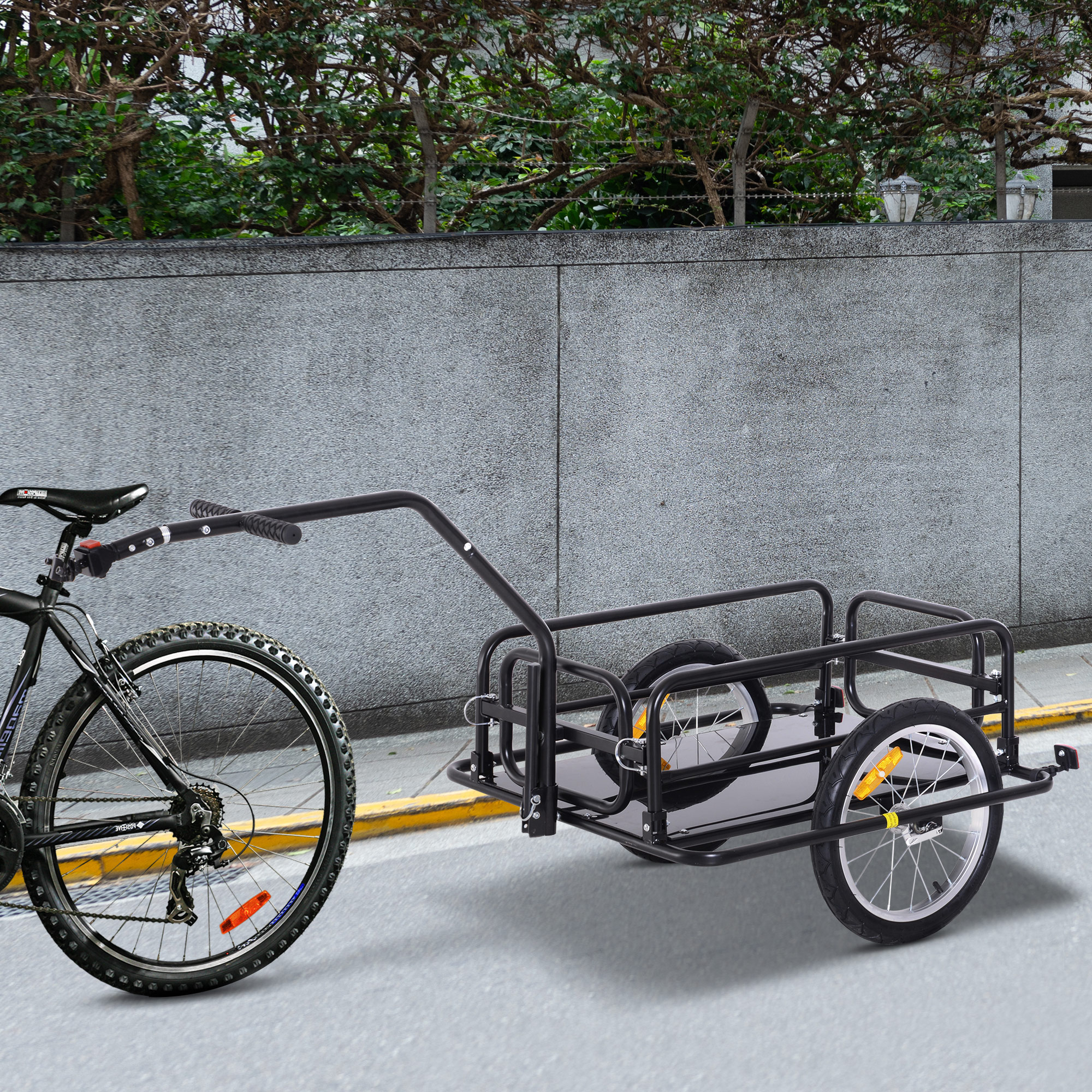 Fahrradanhänger Klappbar Lastenanhänger mit Kupplung, Kuppler & Reflektoren Transportwagen bis 40 kg belastbar, Transportanhänger Anhänger für Camping, Einkaufen, Umzug 155 x 71,5 x 77 cm