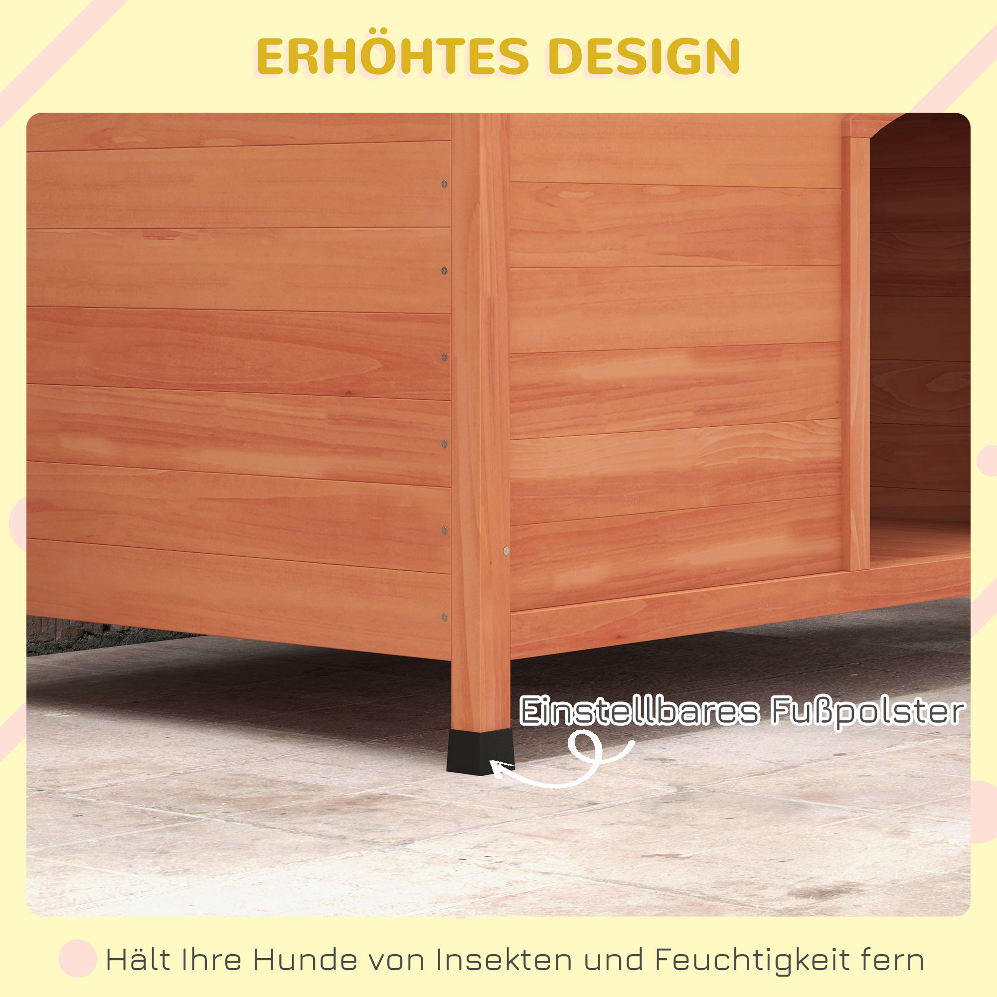 Hundehütte Hundehütte aus Holz Hundehütte XXL, 100 cm x 65,5 cm x 68 cm, Braun + Grün