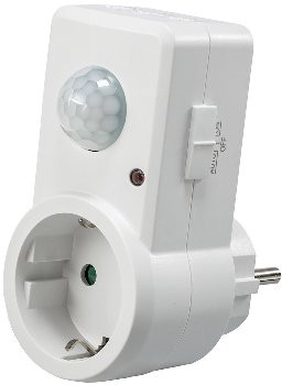 Zwischenstecker mit Bewegungsmelder, 120°, 9m Reichweite , 230V/1200W, weiß