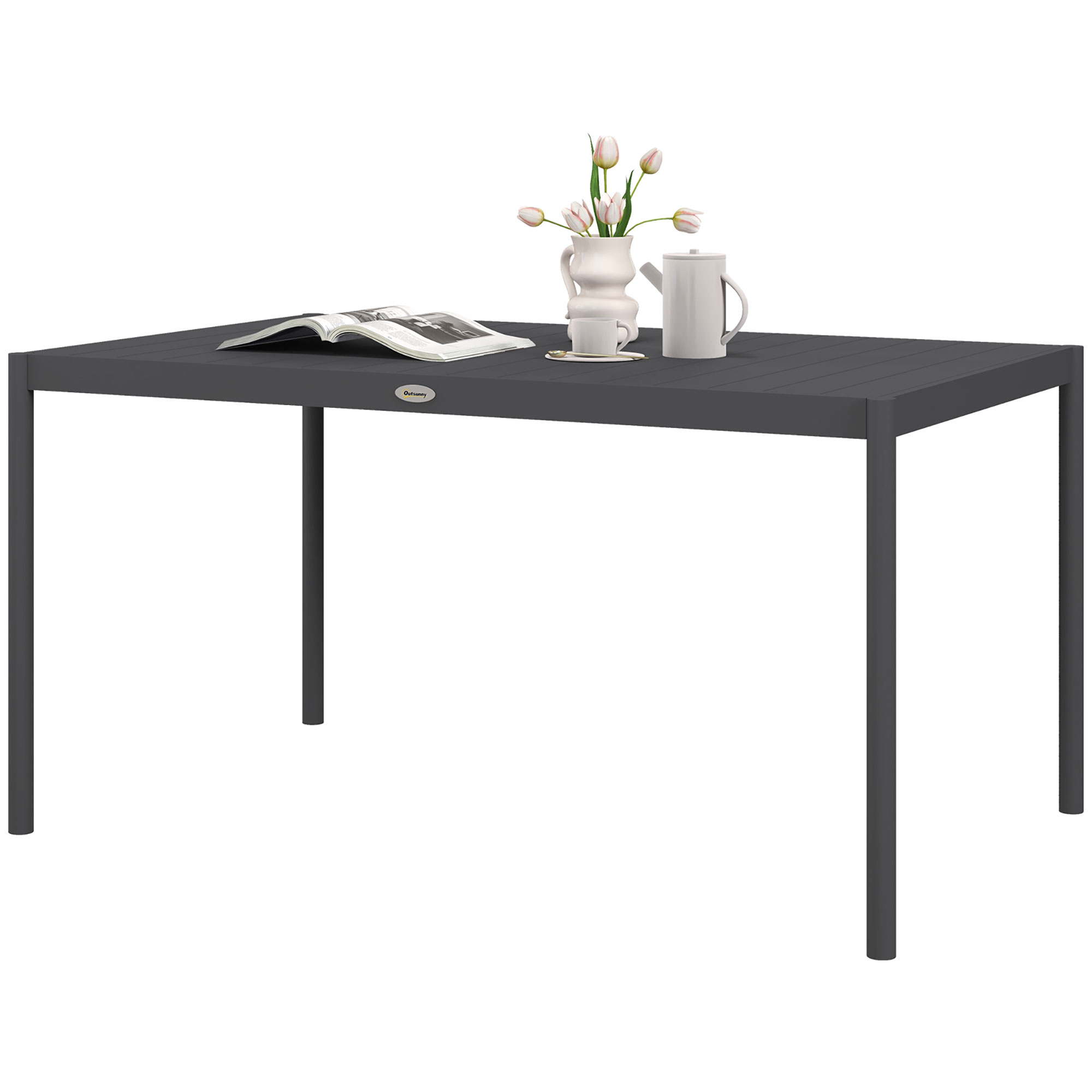 Gartentisch Outdoortisch, wetterbeständig, Aluminium, 145 x 90 x 74 cm, Dunkelgrau Gartentisch Outdoortisch, wetterbeständig, Aluminium, 145 x 90 x 74 cm, Dunkelgrau